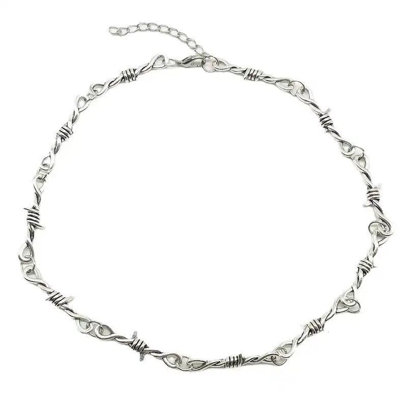 Jewelry Barbed wire thorns punk choker necklace Size ONE SIZE - 4 Thumbnail