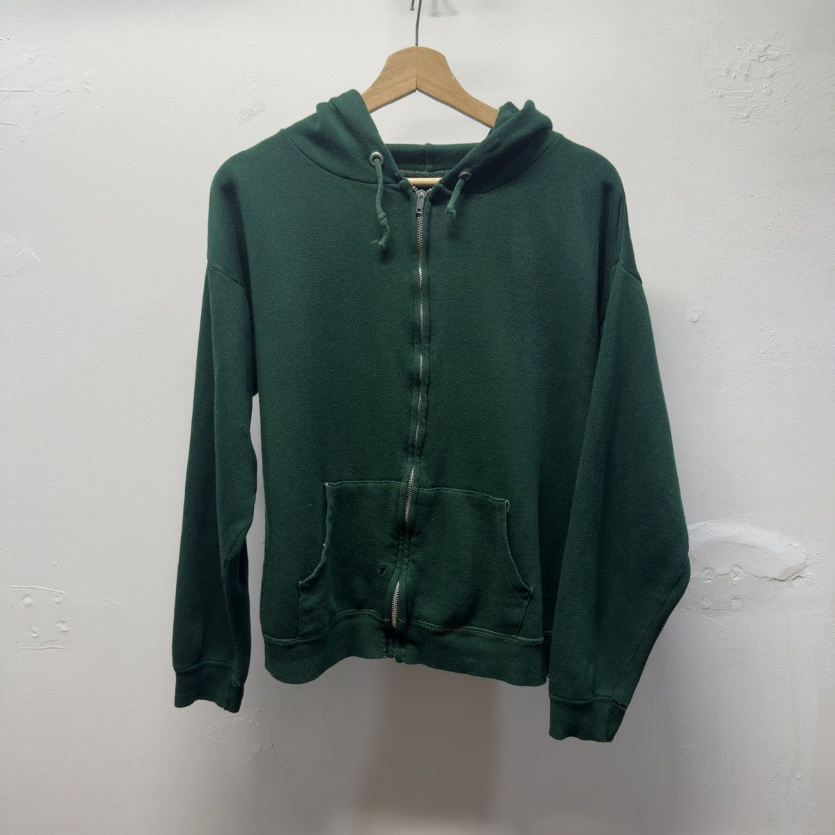 Vintage 80s Faded Distressed Thrashed Green Zip Hoodie ERD Grunge Size US M / EU 48-50 / 2 - 1 Thumbnail