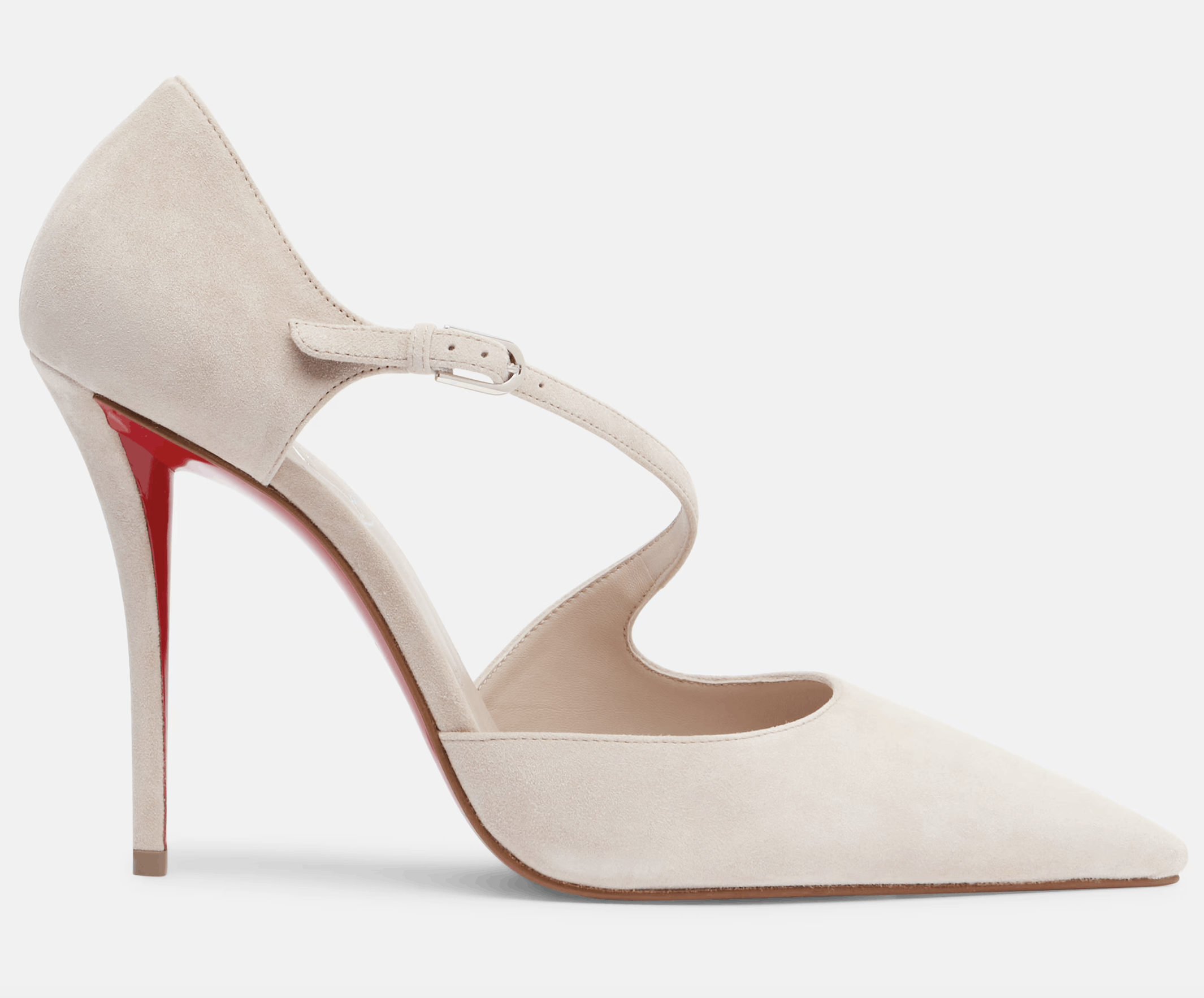 Christian Louboutin Miss Ziggyta 100 Pearl Beige Suede Strap Heel Pump 39.5 Size US 9.5 / IT 39.5 - 6 Thumbnail