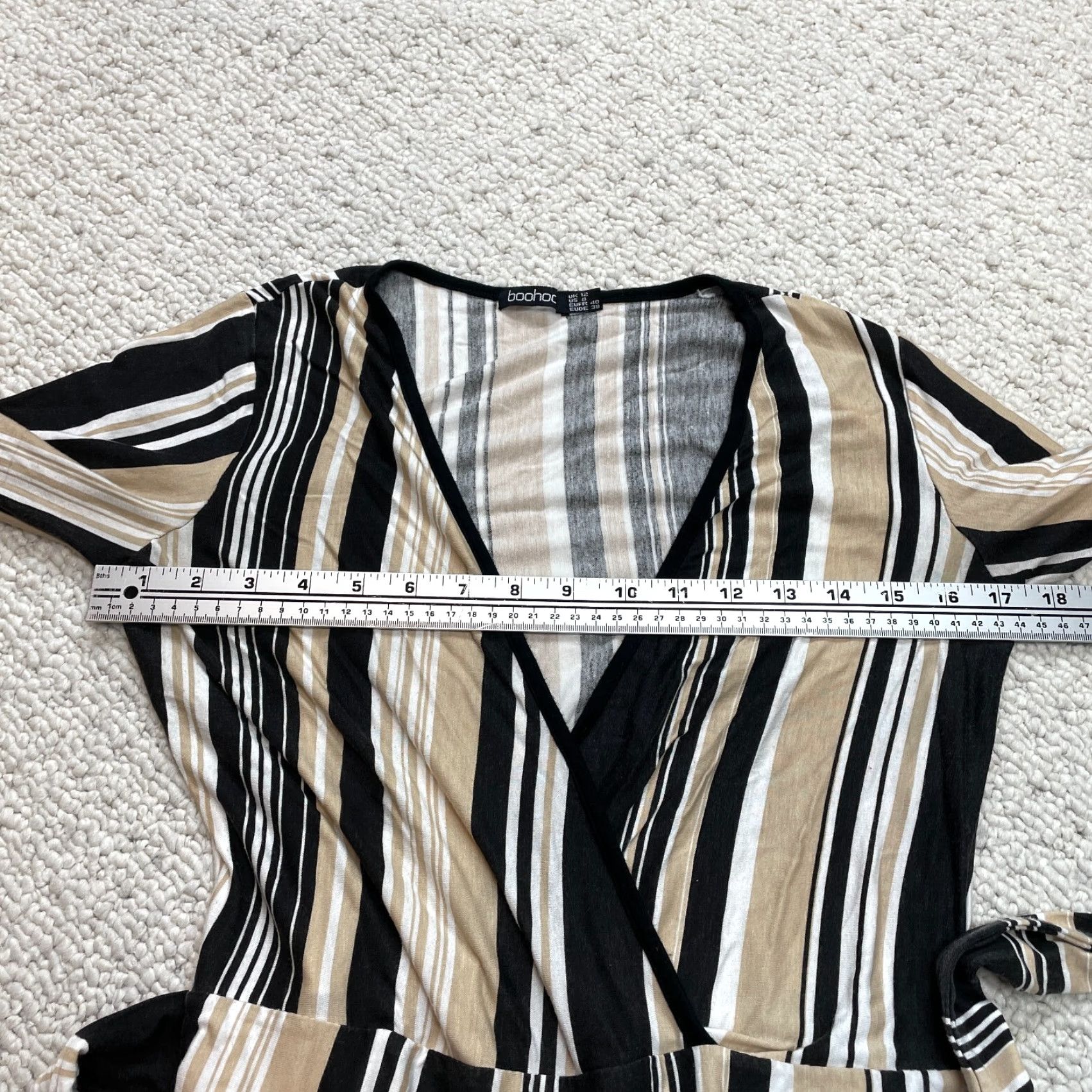 Boohoo Boohoo Romper Womens S Multicolor Striped V-Neck Belted Long Sleeve Casual Party/Cocktail Tie Size S / US 4 / IT 40 - 2 Thumbnail