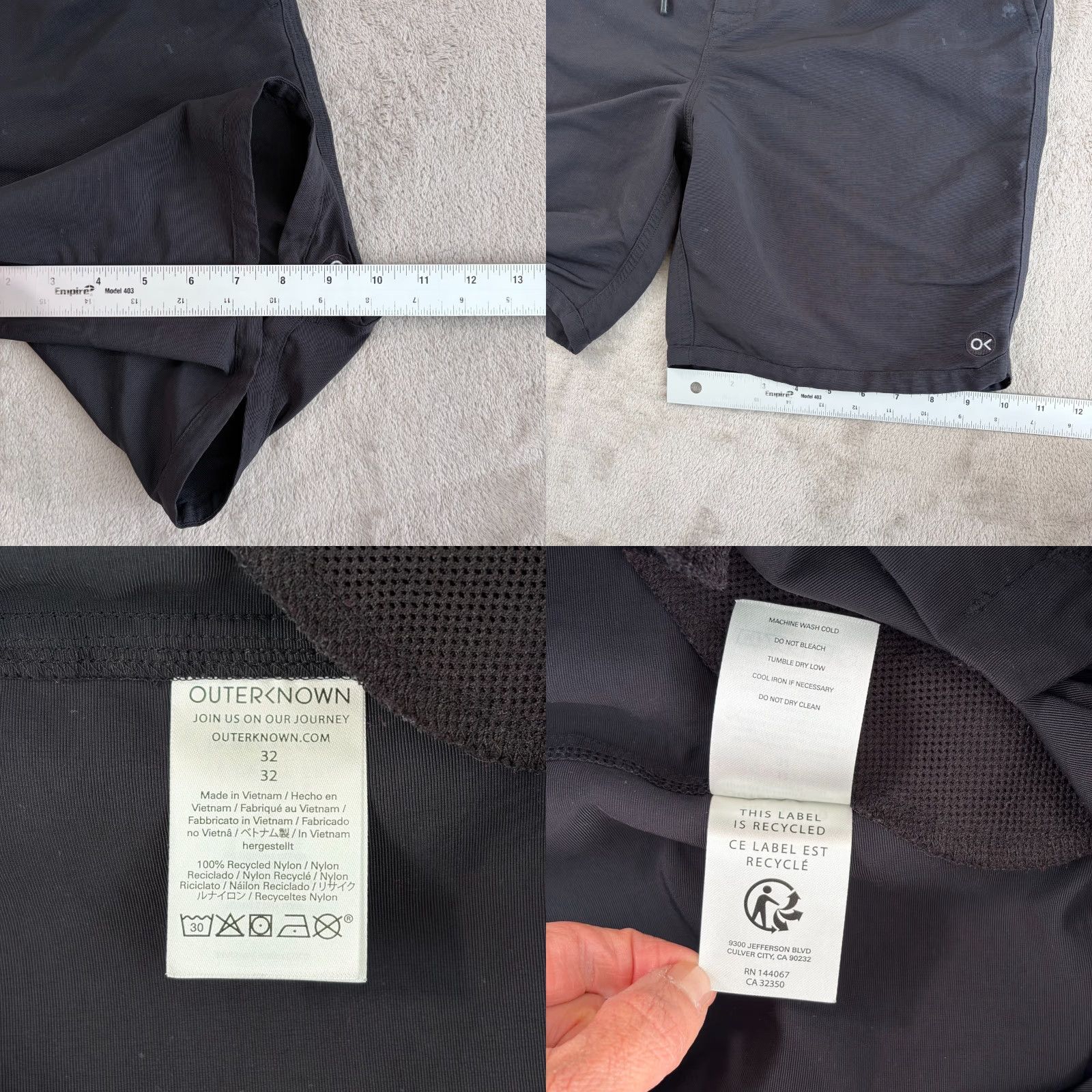 Outerknown Outerknown Boardshorts Trunks Men 32x7.5 Black Nylon Pockets Drawcord Beach Surf Size US 32 / EU 48 - 8 Thumbnail
