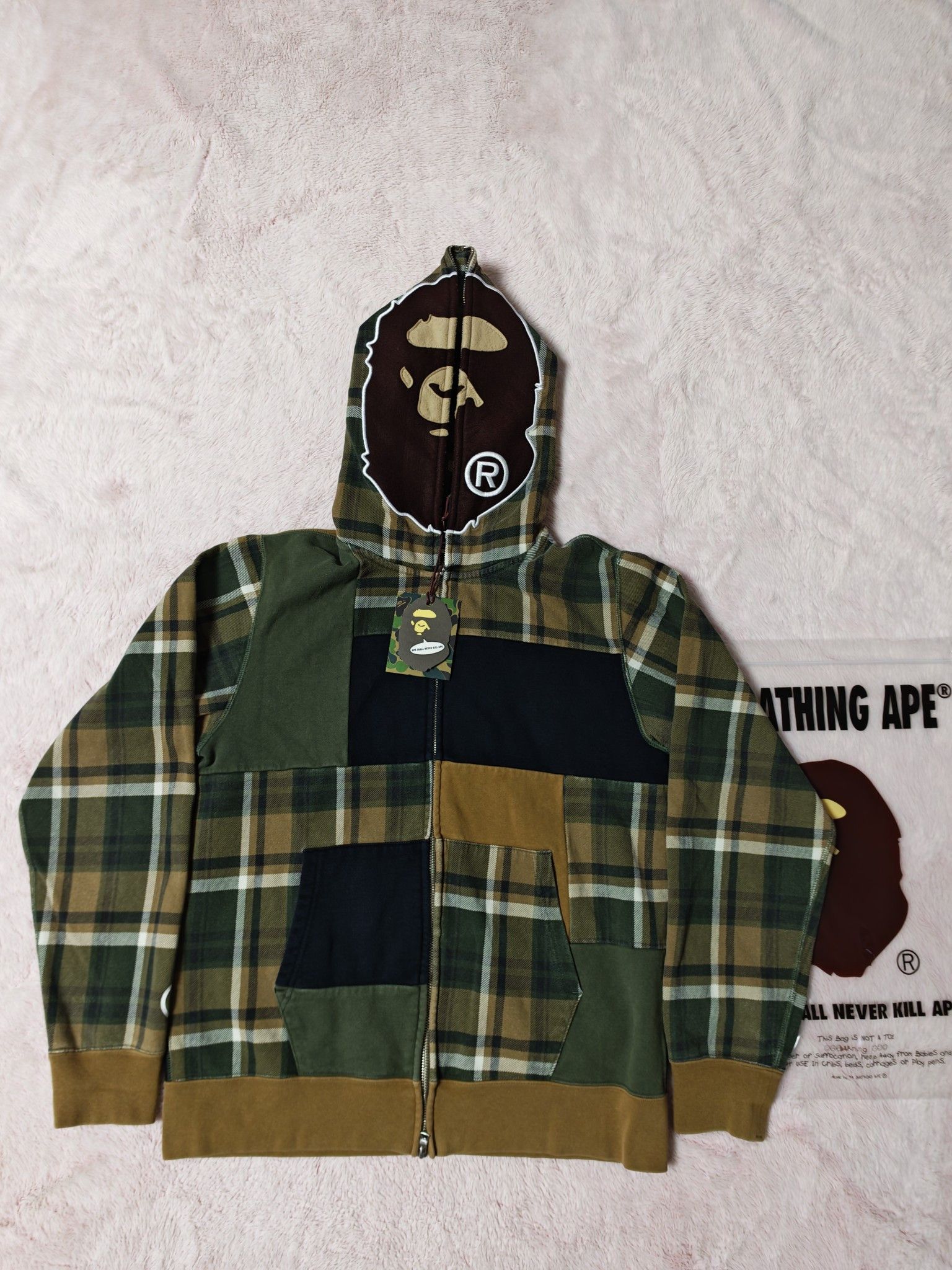 Bape Bape A Bathing Ape Diagonal Check Plaid Fullzip Hoodie | Grailed