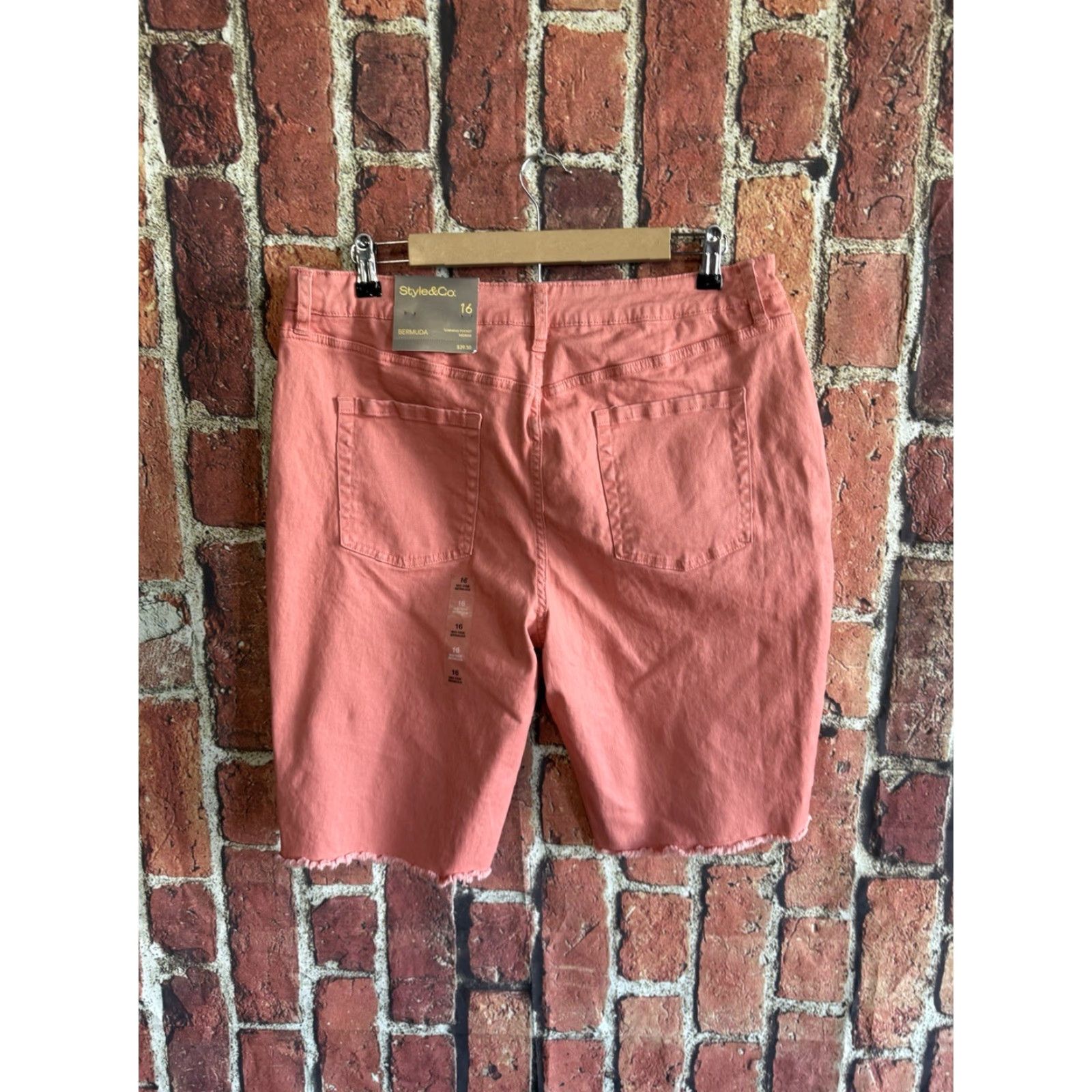 Vintage Style&co Womens Shorts Salmon Denim Cut Off Size 16 NWT Size 38" / US 16 / IT 52 - 2 Thumbnail