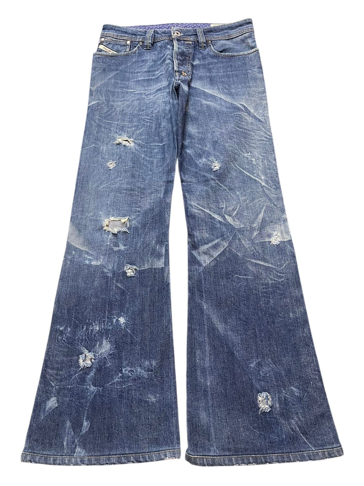 Diesel Vintage Diesel Industry Faded Wash Distress Wide Leg Jeans Size US 30 / EU 46 - 1 Thumbnail