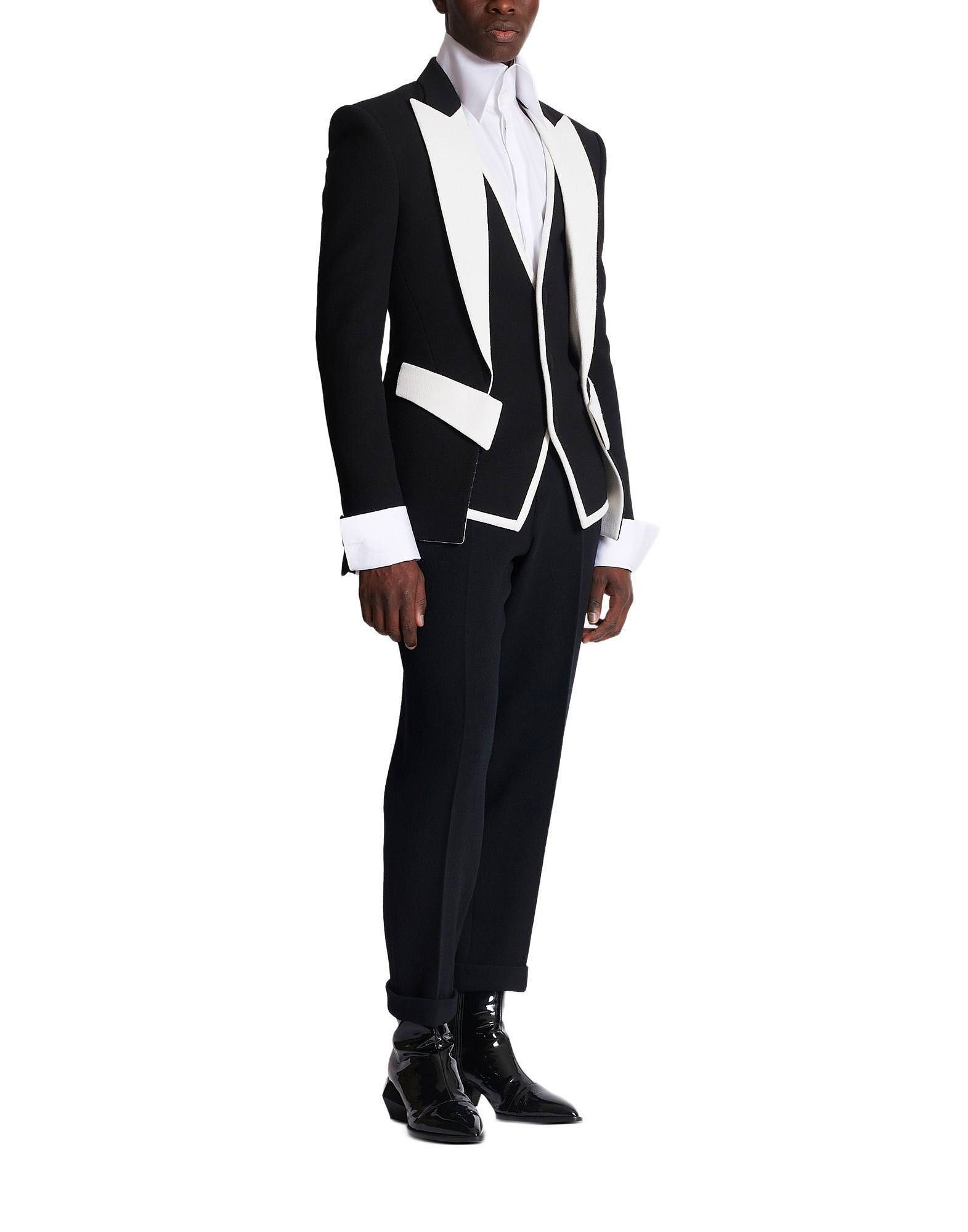 Balmain o1s1wg110125 Double Crepe Jacket in Black White Size US S / EU 44-46 / 1 - 3 Thumbnail