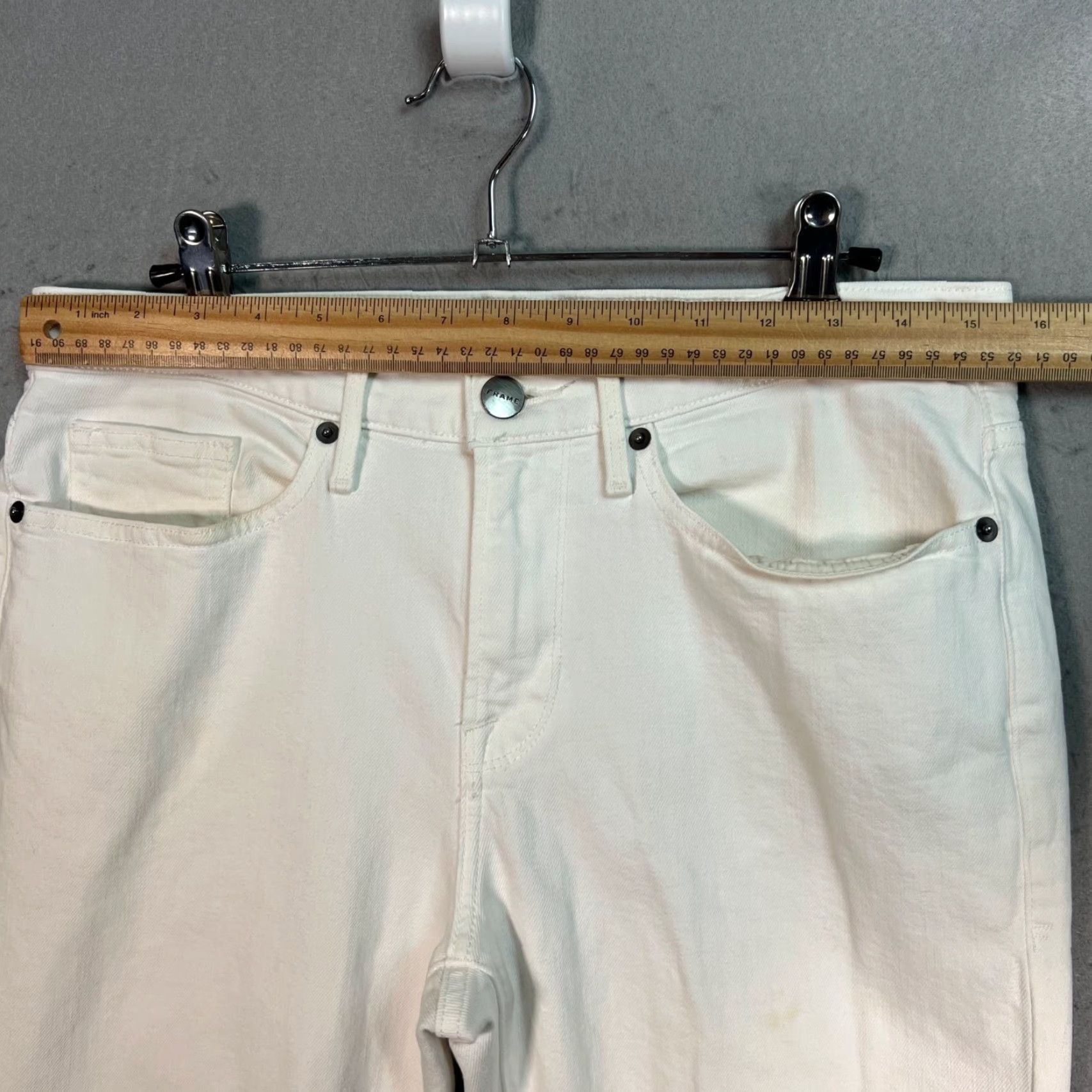 Frame FRAME Jeans Men's Size 30 Skinny White Cotton Denim 5-Pocket Rise Mid Inseam 29 Adult Mens Skinny Jeans and Pants Size US 30 / EU 46 - 7 Thumbnail