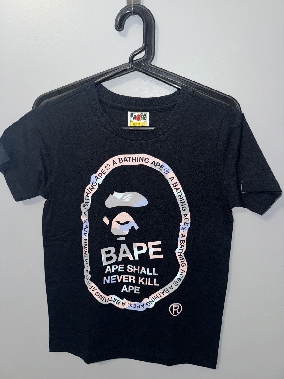 Bape Bape black tee with pastel colored A Bathing Ape logo Size XXS / US 00 / IT 34 - 1 Thumbnail