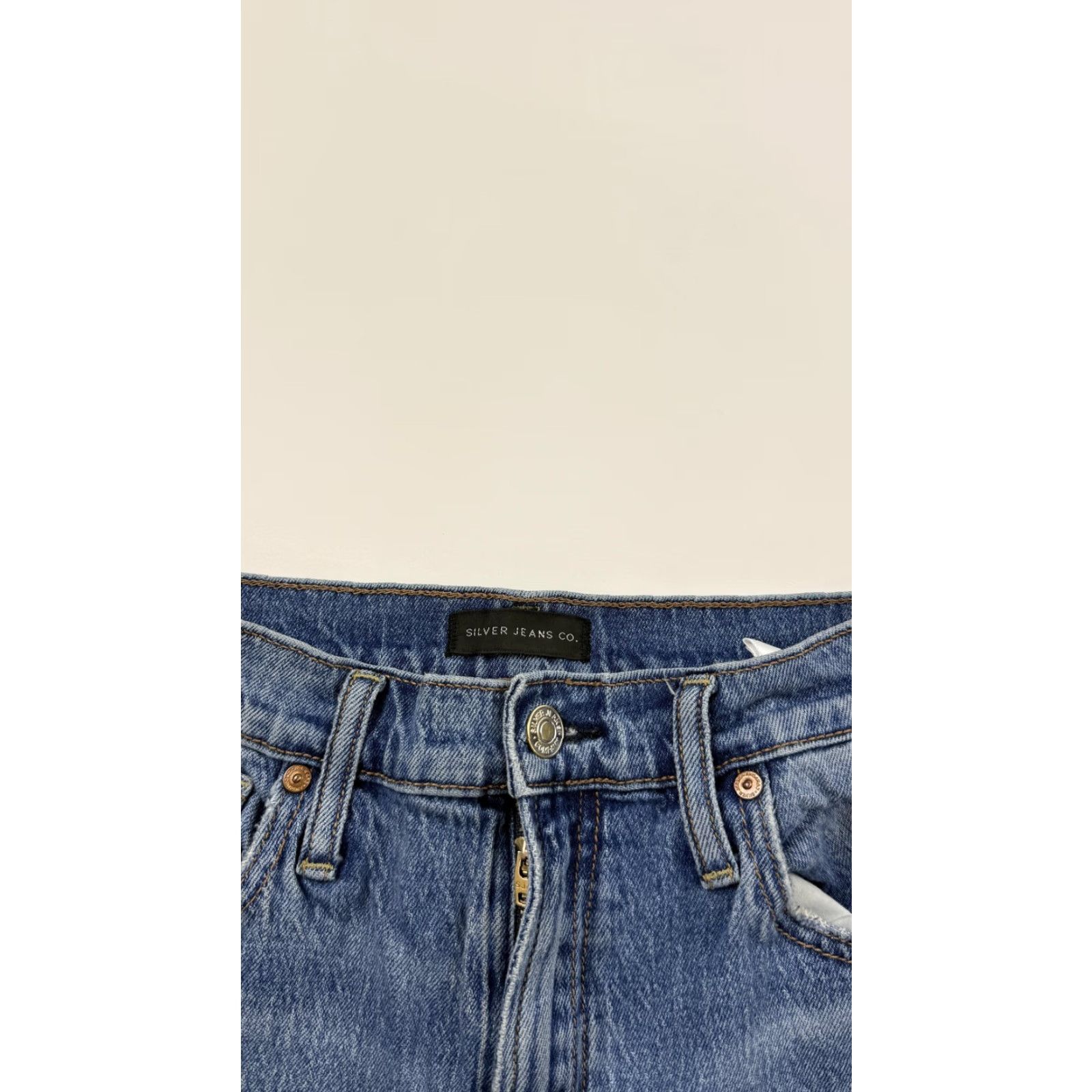 Silver Jeans Co. Silver Jeans Co. Women’s Jeans 27 Medium Blue Distressed Straight Raw Hem Size 27" / US 4 / IT 40 - 5 Thumbnail