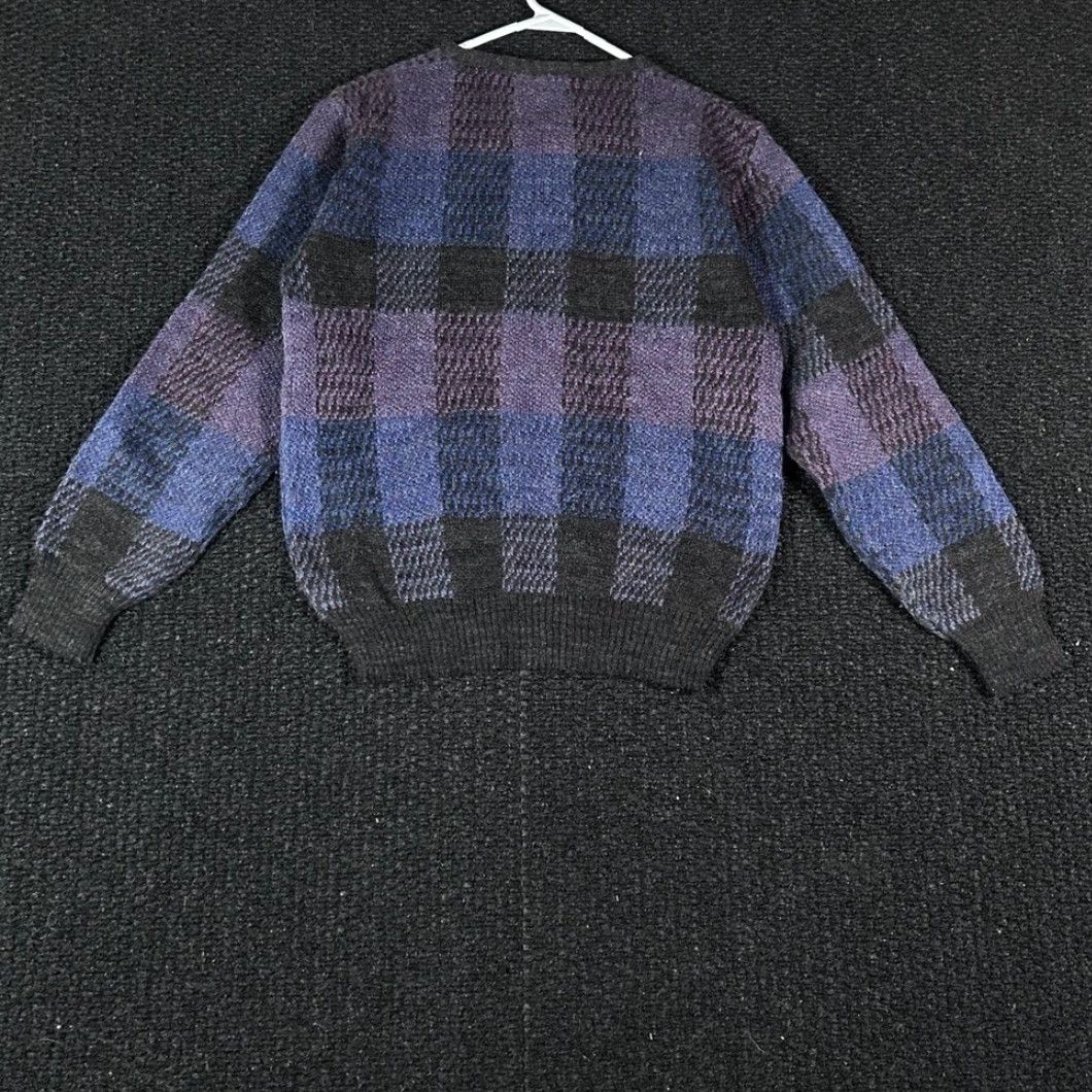 Stacy Adams VINTAGE Sync by Stacy Adams Plaid Knit Sweater Pullover Blue Purple Size M Womens Cardigan Crew Neck Long Sleeve Regular Fit Size M / US 6-8 / IT 42-44 - 3 Thumbnail