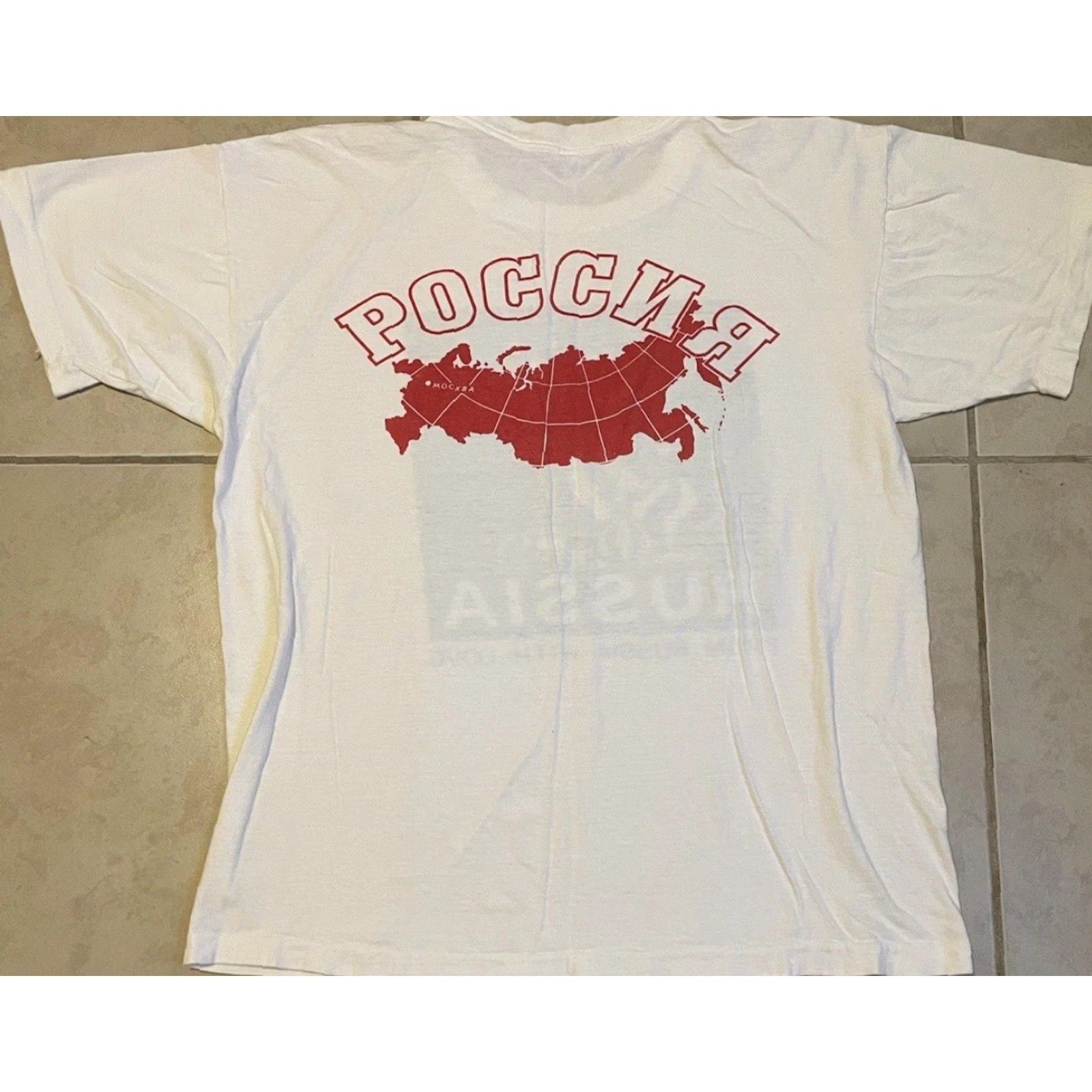 Vintage VINTAGE From Russia With Love Faded Shirt L Moscow College Flag Art Grunge 80s 90s Shirt Mens White Single Stitch Graphic Tee Cap. Size US L / EU 52-54 / 3 - 2 Thumbnail