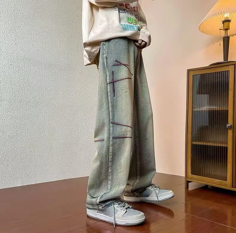Japanese Brand × Jean Retro Washed Designer Loose Straight Leg Jeans Size US 32 / EU 48 - 3 Thumbnail