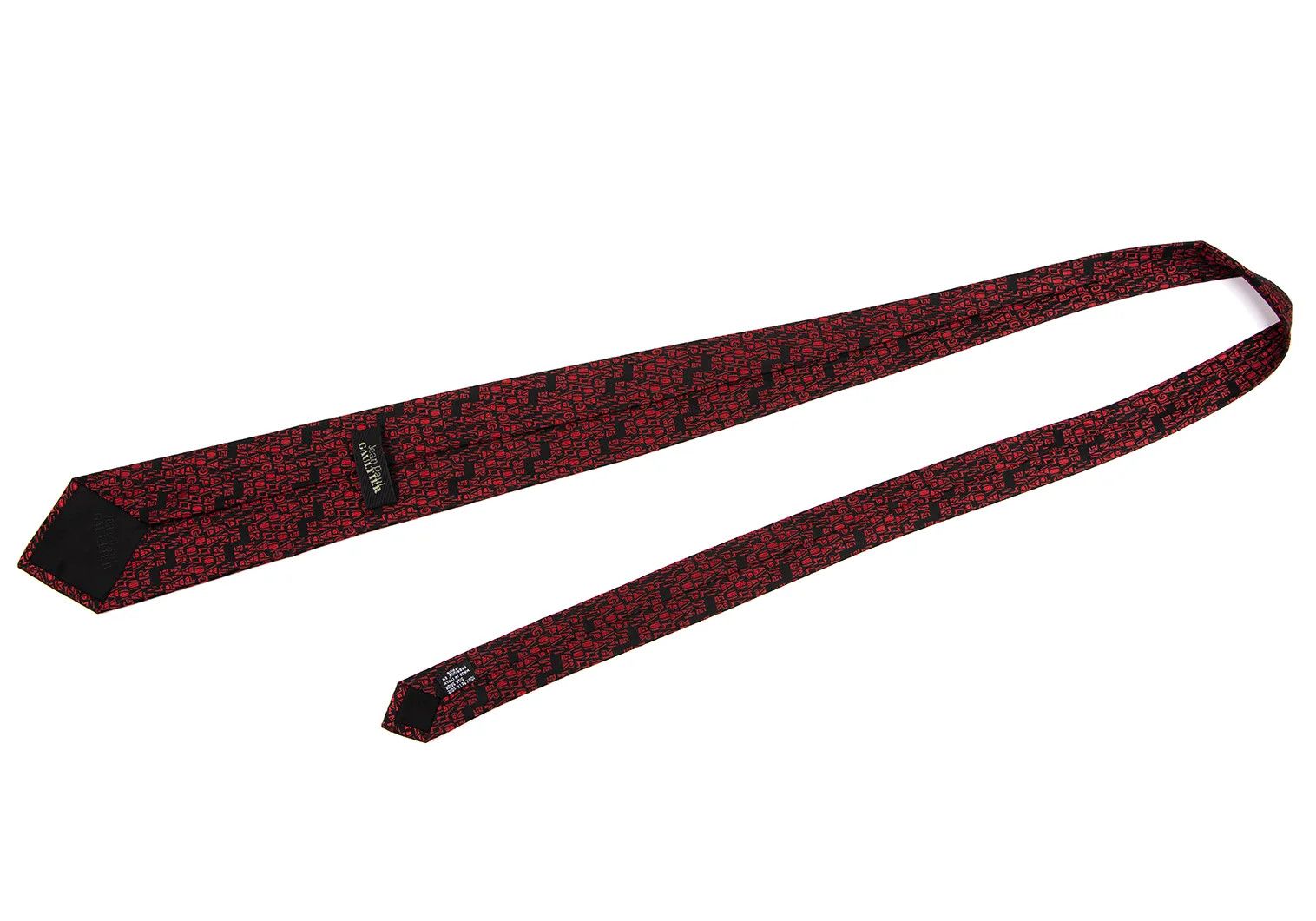 Jean Paul Gaultier Jacquard Logo Tie in Red and Black Size ONE SIZE - 4 Thumbnail