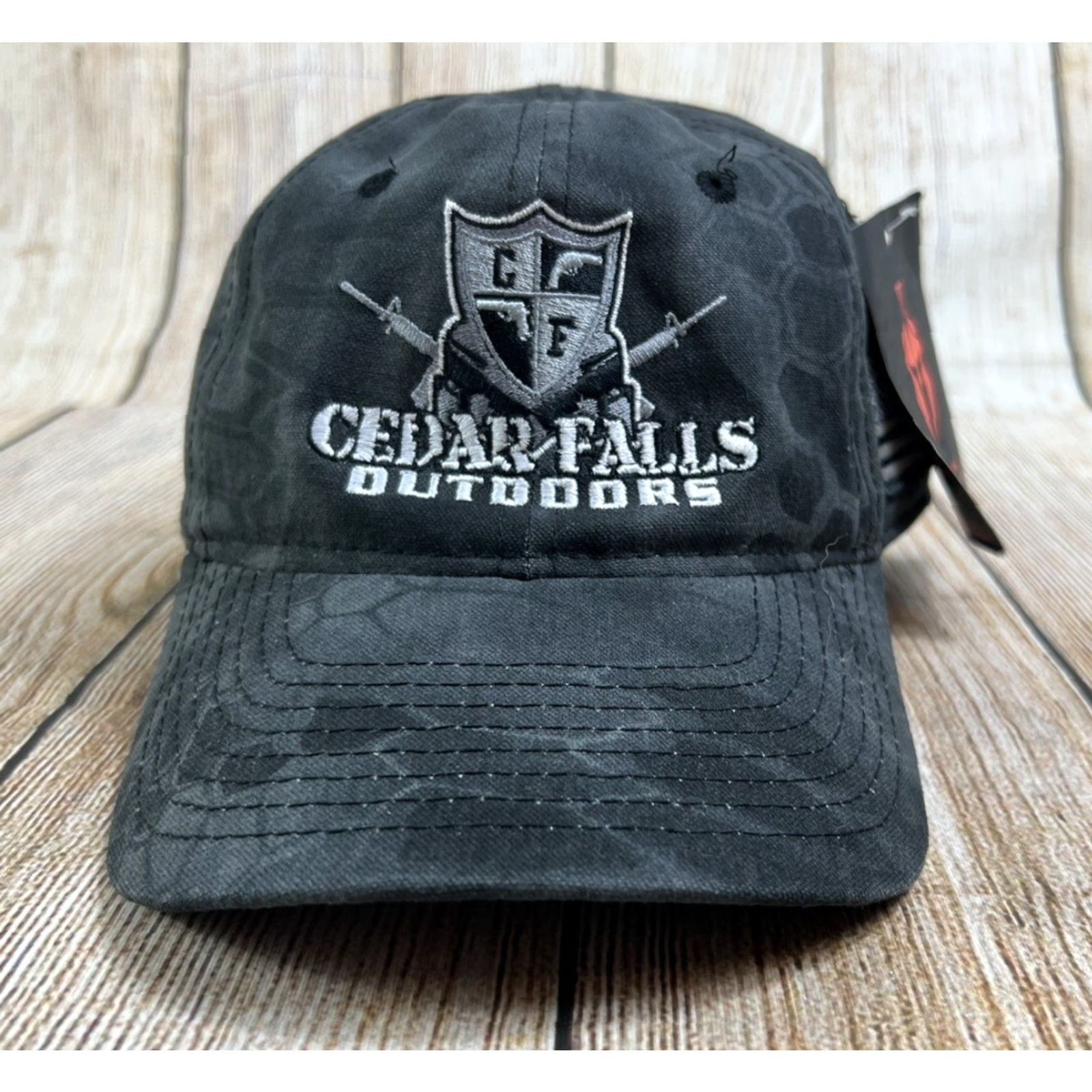 Vintage Kryptek Hat Black Gray Adjustable Strap Cap NWT Flag Patch Kryptek Baseball Cap Men One Size Black Gray Adjustable NWT Flag Patch Size ONE SIZE - 2 Thumbnail