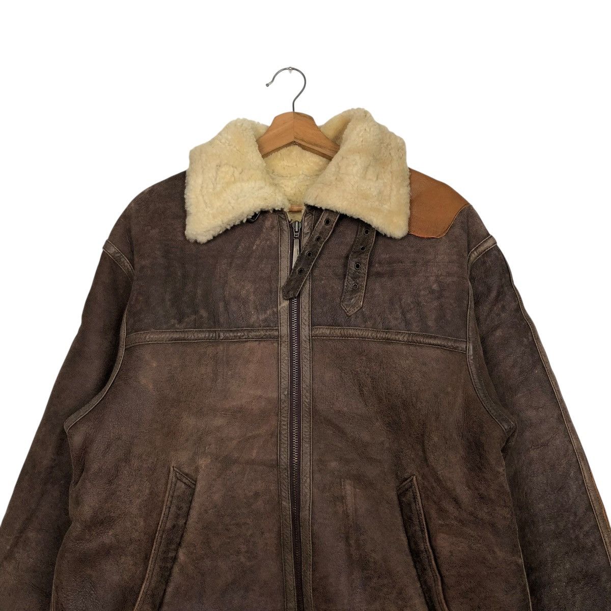 Japanese Brand 🔥VINTAGE LEATHER JACKET B 3 SHEARLING BASE AMERICAN BIKER Size US S / EU 44-46 / 1 - 5 Thumbnail