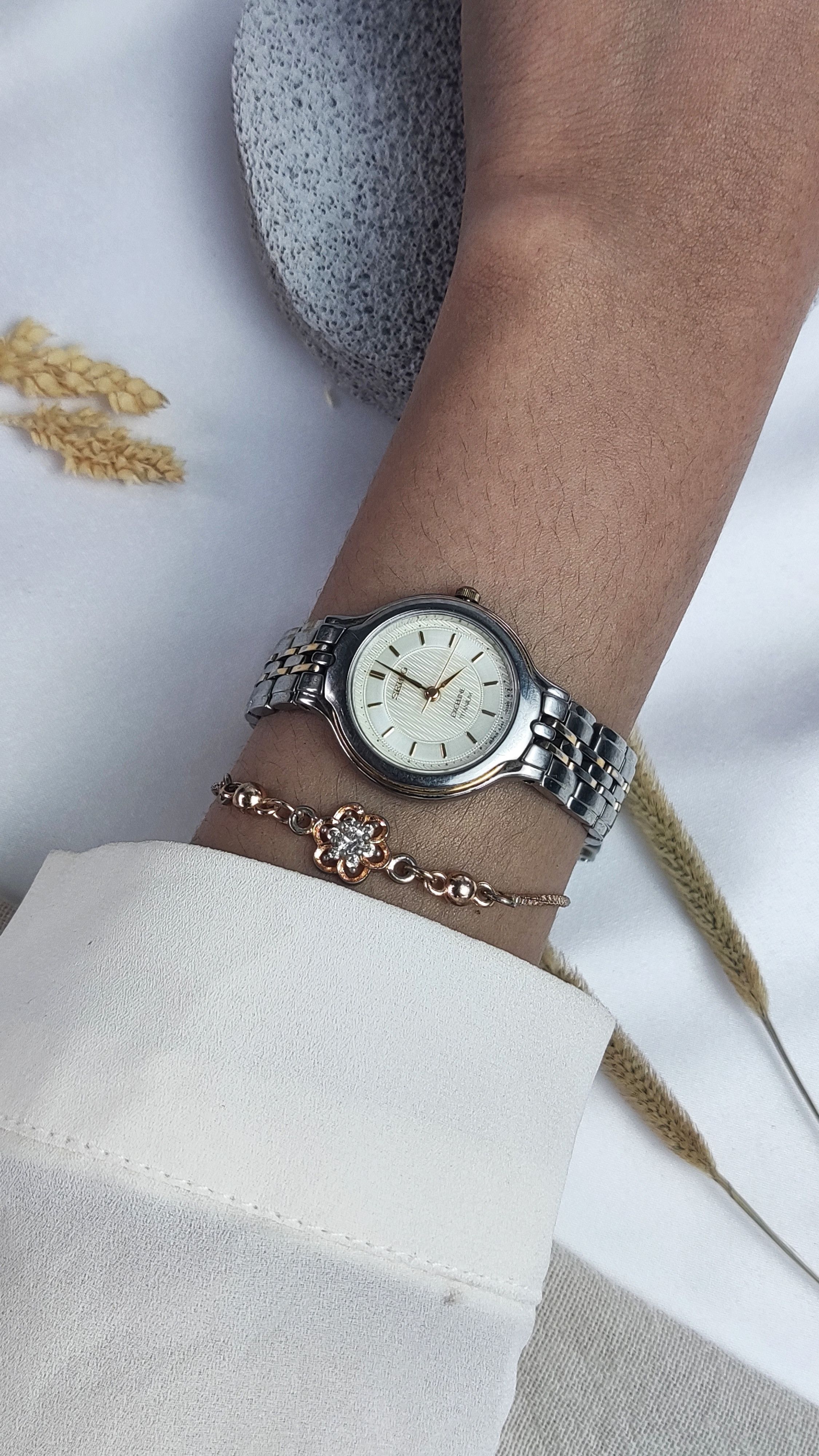 Seiko RARE SEIKO EXCELINE TITANIUM TWO TONE TEXTURE DIAL LADIES ✨ Size ONE SIZE - 1 Thumbnail