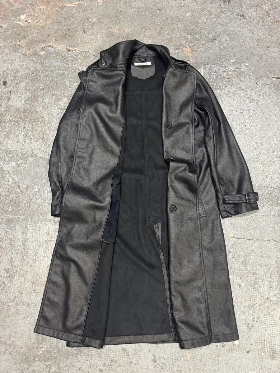 Balmain × Designer × Vintage 2000s Balmain Avant-Garde Black Vegan Leather Trench Coat Size US M / EU 48-50 / 2 - 7 Thumbnail