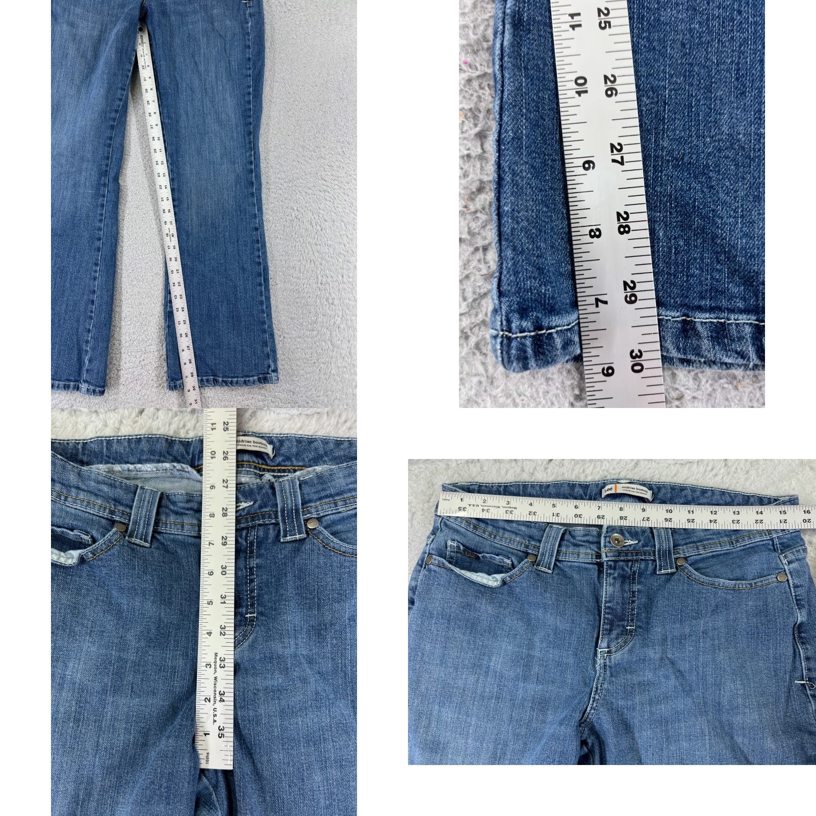Lee Lee Jeans Women 12 Blue Denim Bootcut 30x30 Stretch Cotton Blend Regular Mid Rise Fall Spring Summer Men/Women? Size 34" / US 12 / IT 48 - 8 Thumbnail