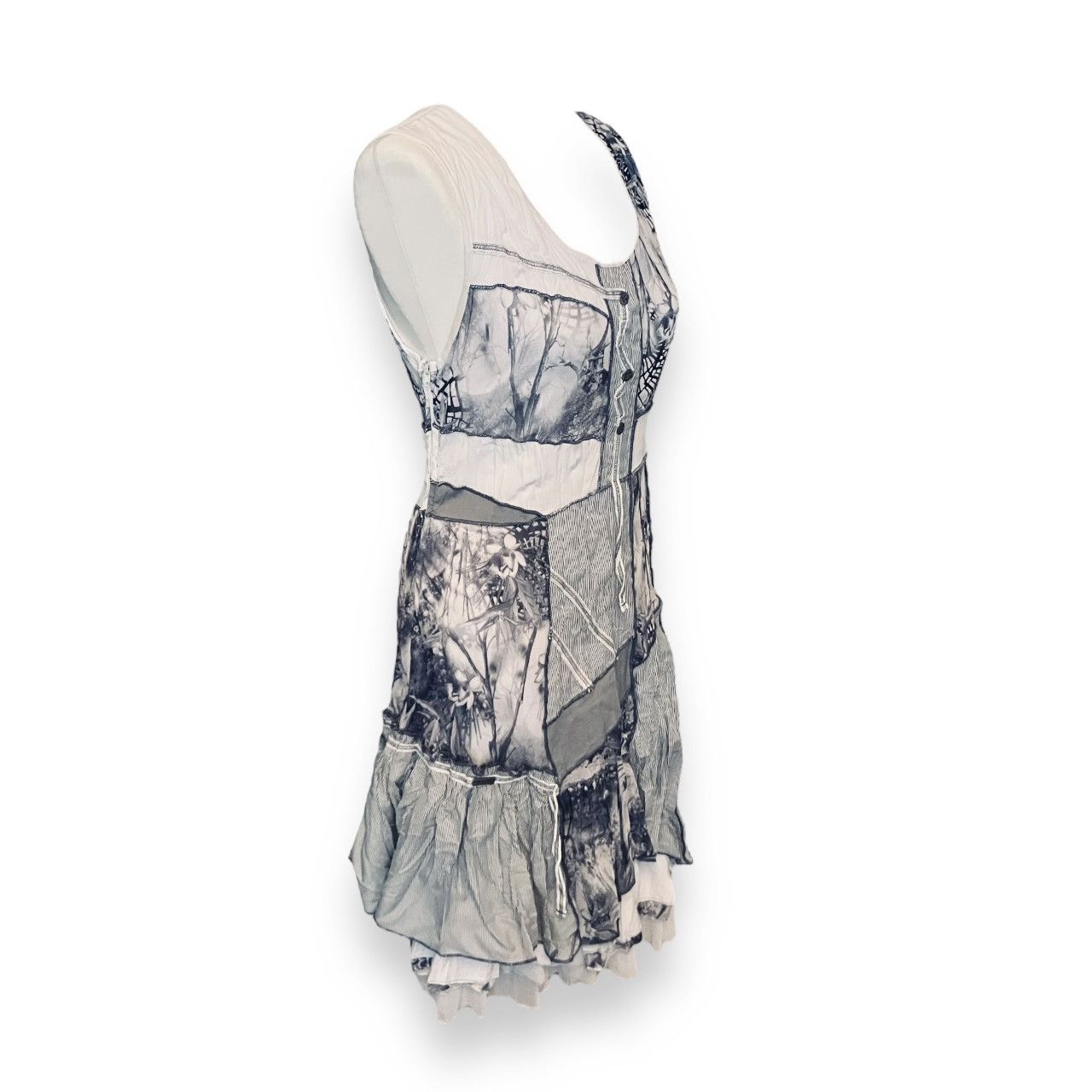 Designer × Vintage Iconic French Vintage Patchwork Mesh Dress Size M / US 6-8 / IT 42-44 - 3 Thumbnail