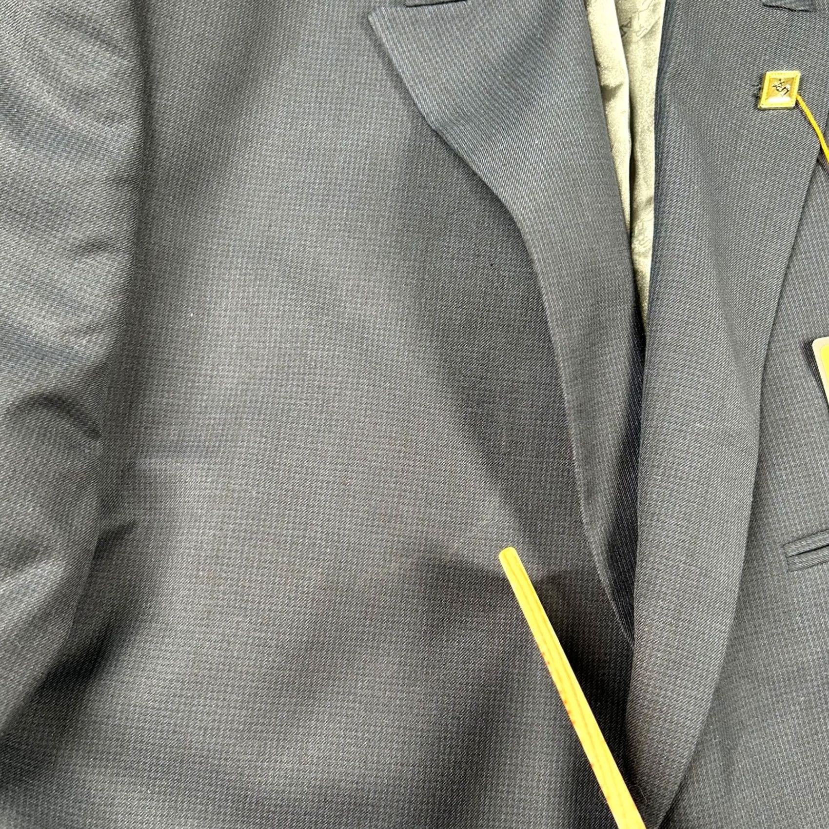 Vintage Stacy Adams Blazer Mens 48R Navy Blue Micro Houndstooth Sports Coat Gold Size 48R - 7 Thumbnail