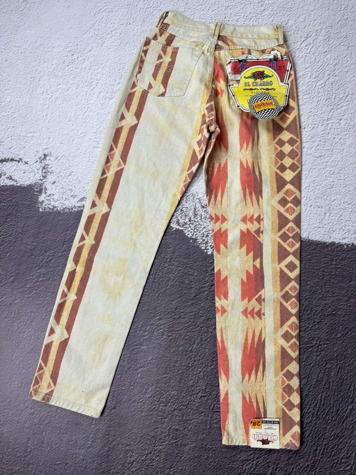 Vintage El Charro Tijuana BNWT allover pattern denim jeans pants Size 26" / US 2 / IT 38 - 15 Thumbnail