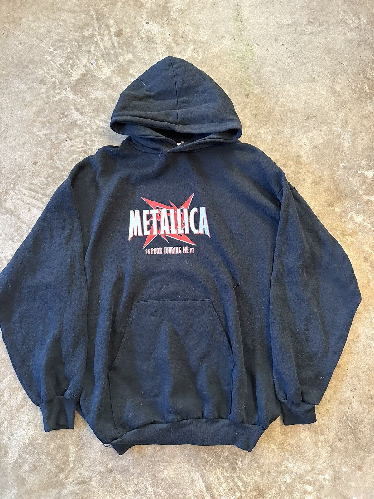 image of Band Tees x Metallica Vintage 1997 Metallica Poor Touring Me Hoodie Size XL in Black, Men's