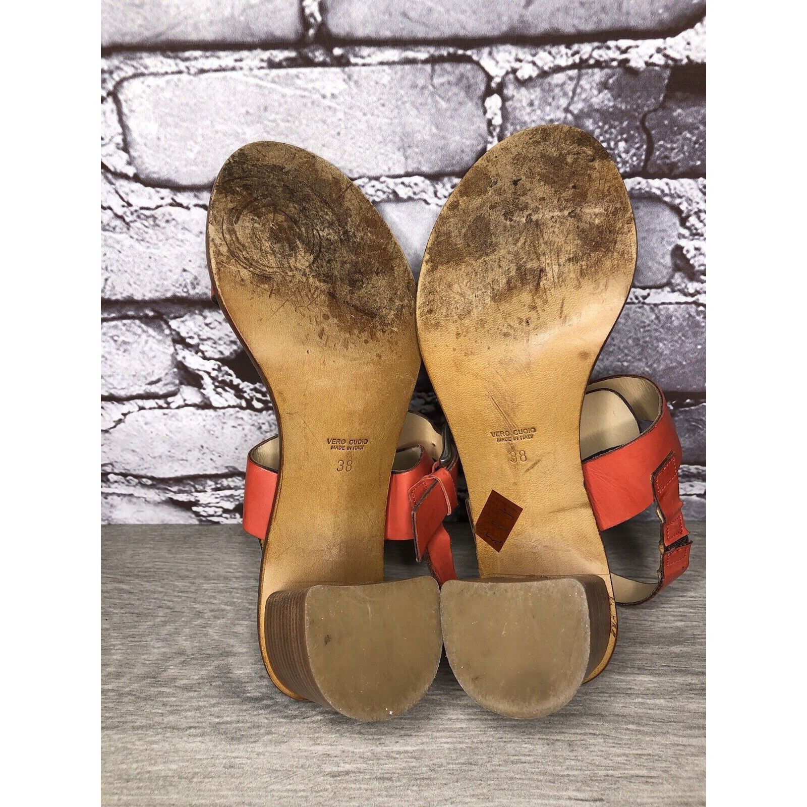 Other Mara Mei Orange Leather Ankle Strap Stacked Heeled Sandals W Size US 7.5 / IT 37.5 - 19 Thumbnail