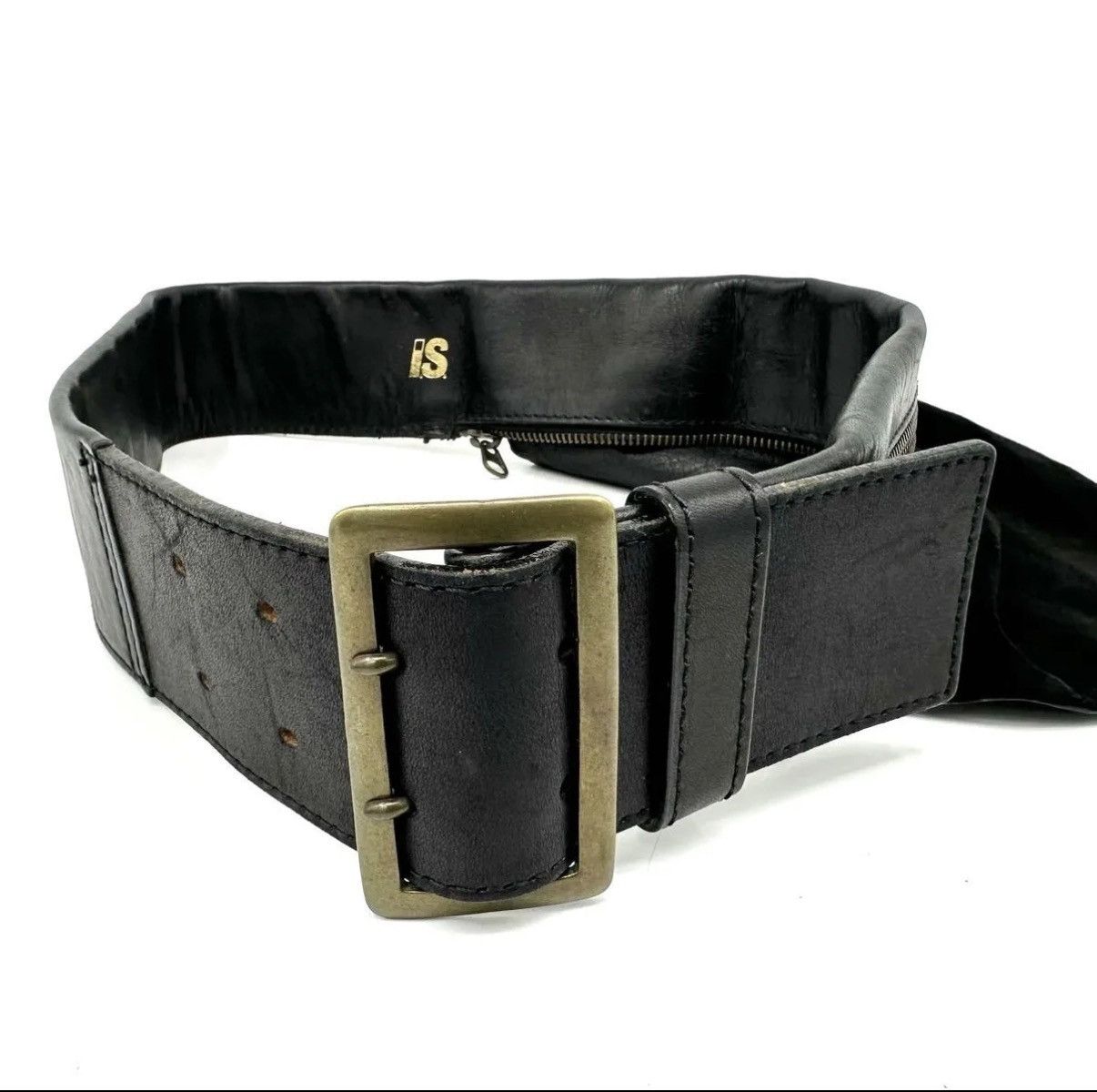 Issey Miyake Rare 80s I.S. Issey Miyake Convertible Zipper Leather Belt Size ONE SIZE - 1 Thumbnail