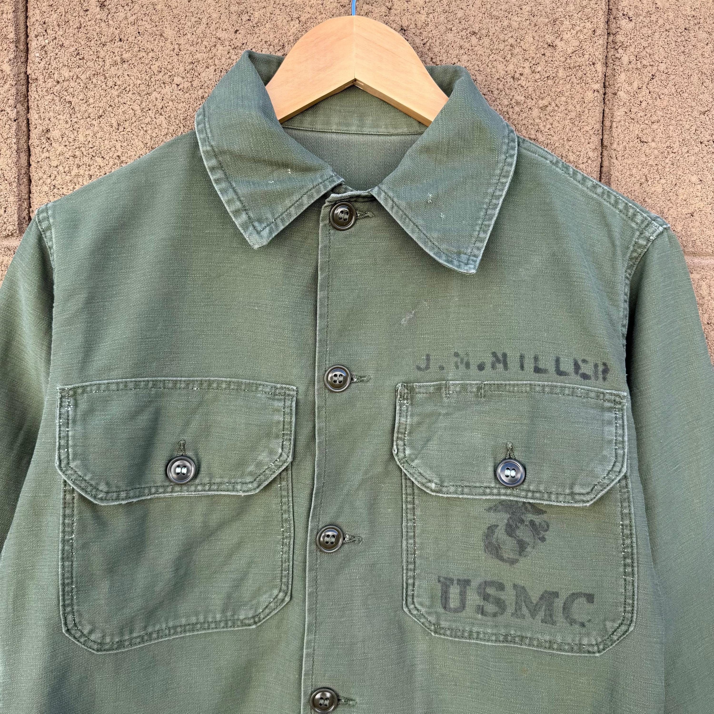 Vintage 60's US Military USMC Stenciled Button Down Shirt Size US S / EU 44-46 / 1 - 3 Thumbnail