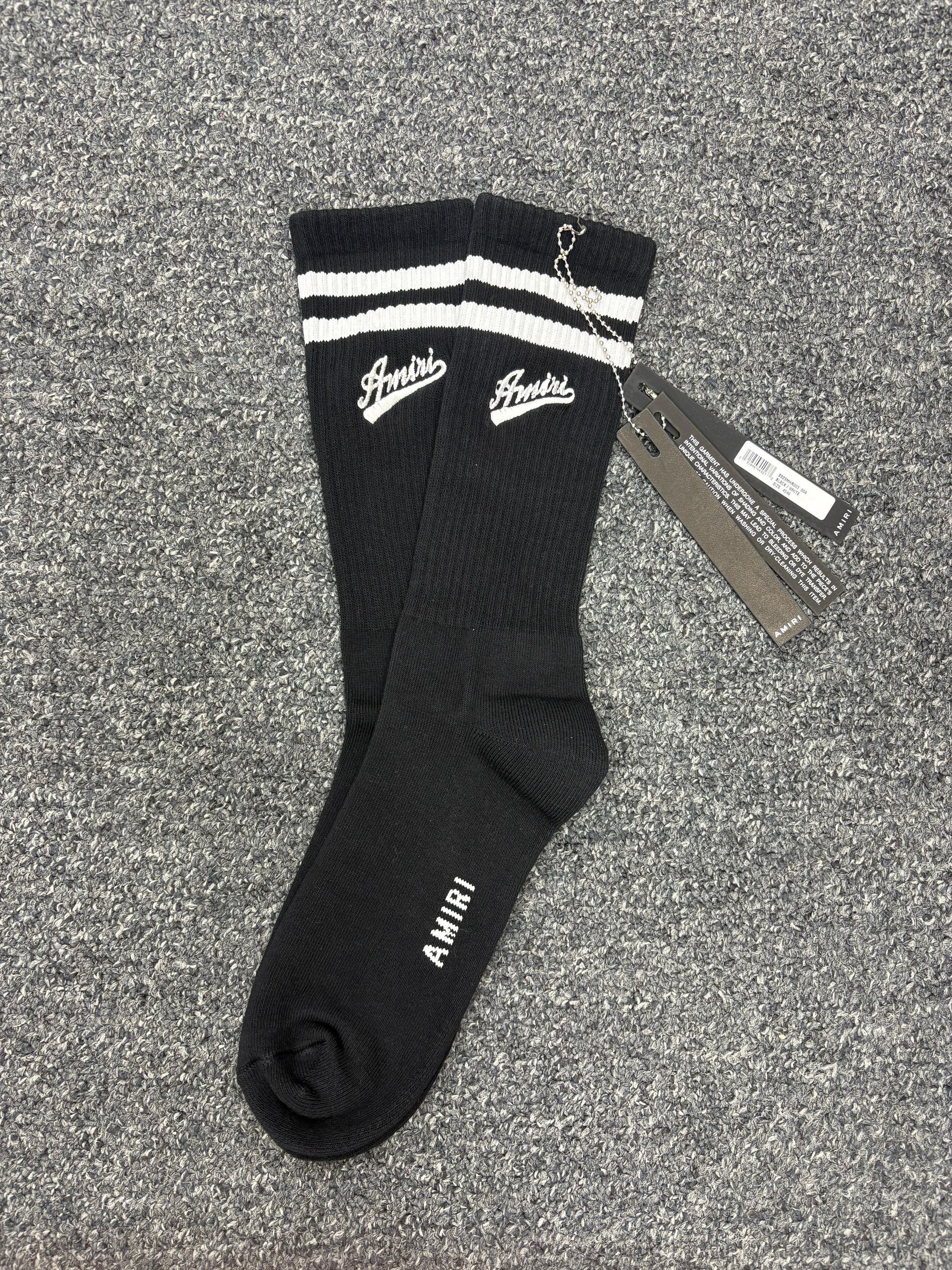 Amiri Amiri Varsity Script Socks in Black Size 46 - 2 Thumbnail
