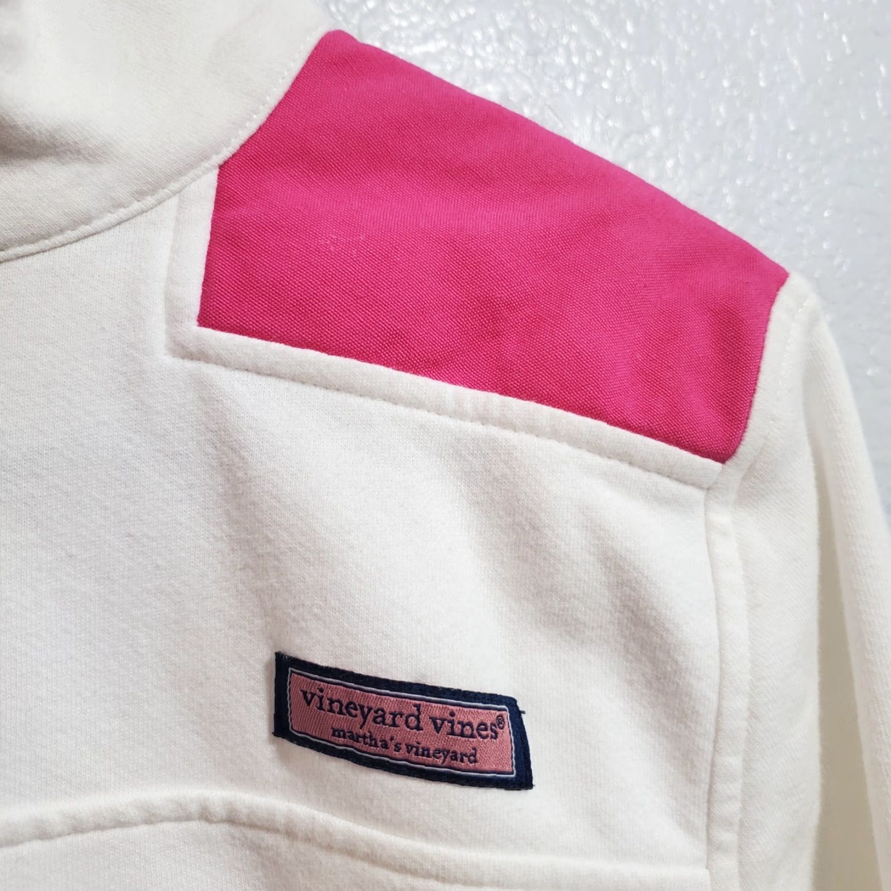 Vineyard Vines Vineyard Vines Sweatshirt Women M White Pink 1/4 Zip Pullover 100% Cotton Mock Neck Long Sleeve Logo Size M / US 6-8 / IT 42-44 - 5 Thumbnail