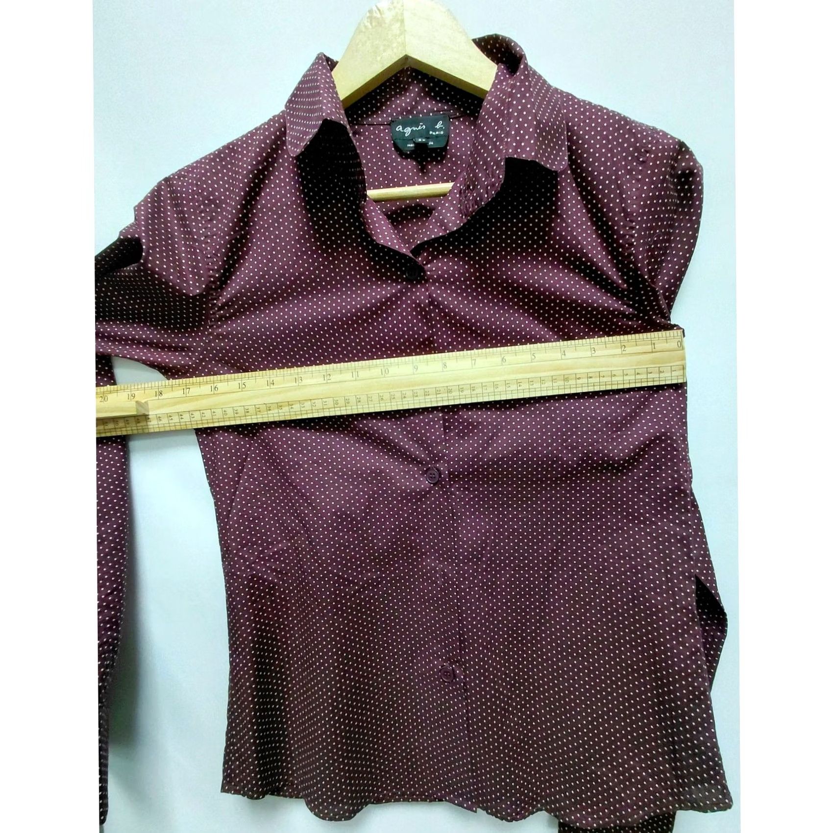 Vintage agnèS b. PARIS Burgundy Long Sleeve Cotton Button-Up Shirt Size 36 Size XS / US 0-2 / IT 36-38 - 7 Thumbnail