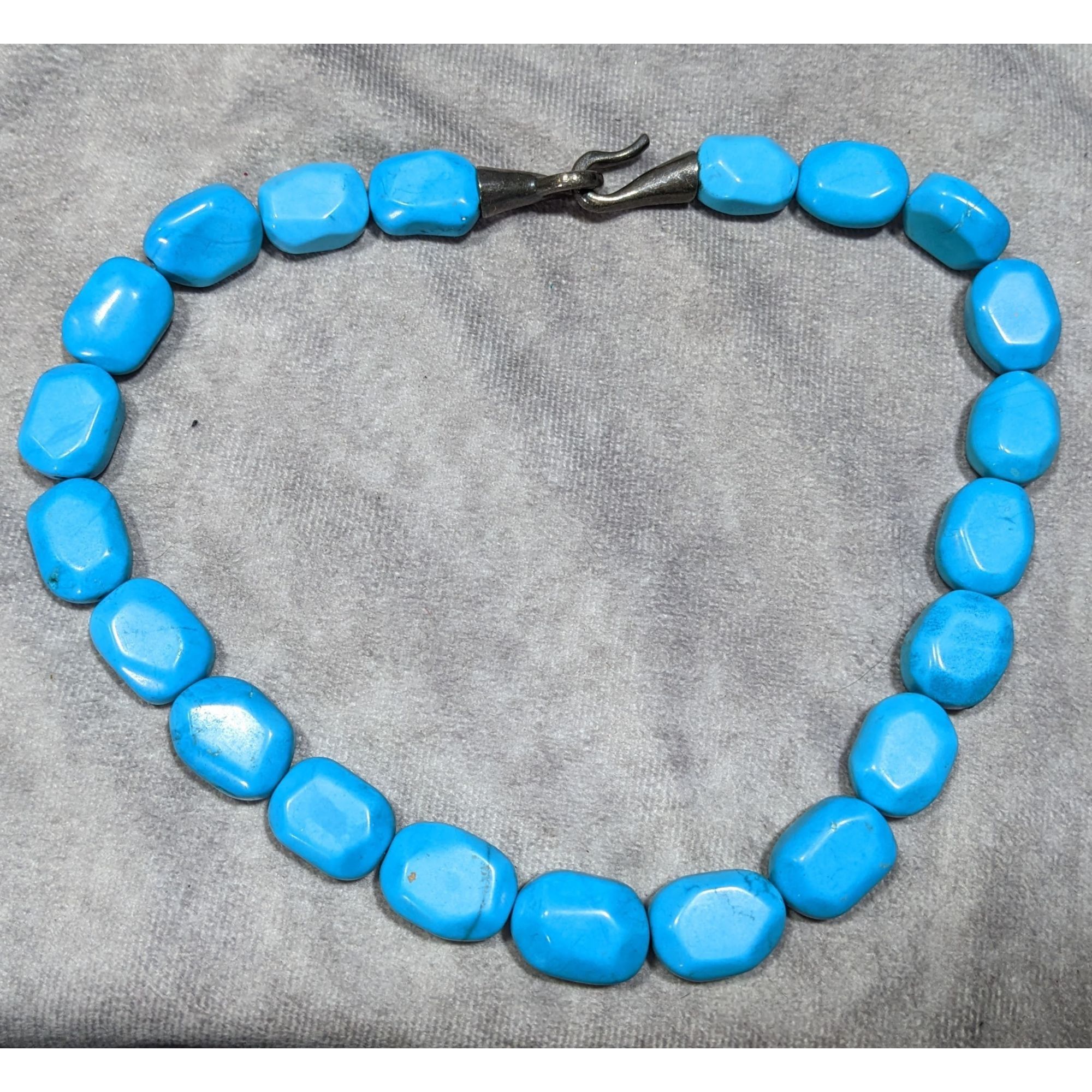 Handmade Handmade Blue Stone Beaded With Sterling Silver Clasp Size ONE SIZE - 6 Thumbnail