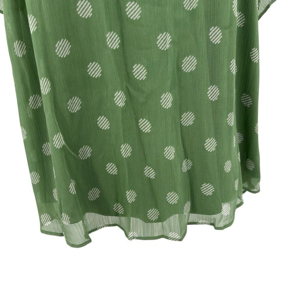 Other LC Lauren Conrad Geometric Print Sheer Chiffon Puff Sleeve Blouse Green Large 90 Size L / US 10 / IT 46 - 8 Thumbnail