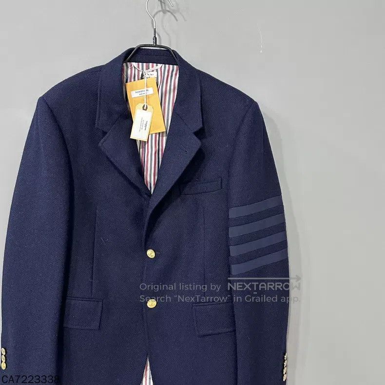 Thom Browne Thom Browne Gold Button Four Stripe Wool Jacket Size US S / EU 44-46 / 1 - 2 Thumbnail