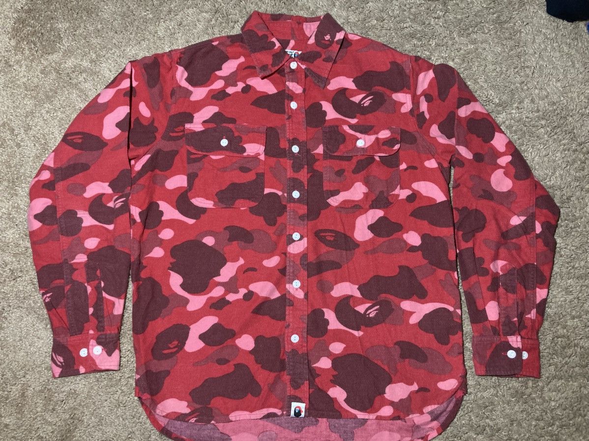 Bape 2010 Bape Red Full Camo Button Up Pirate Nigo OG Size US M / EU 48-50 / 2 - 2 Thumbnail