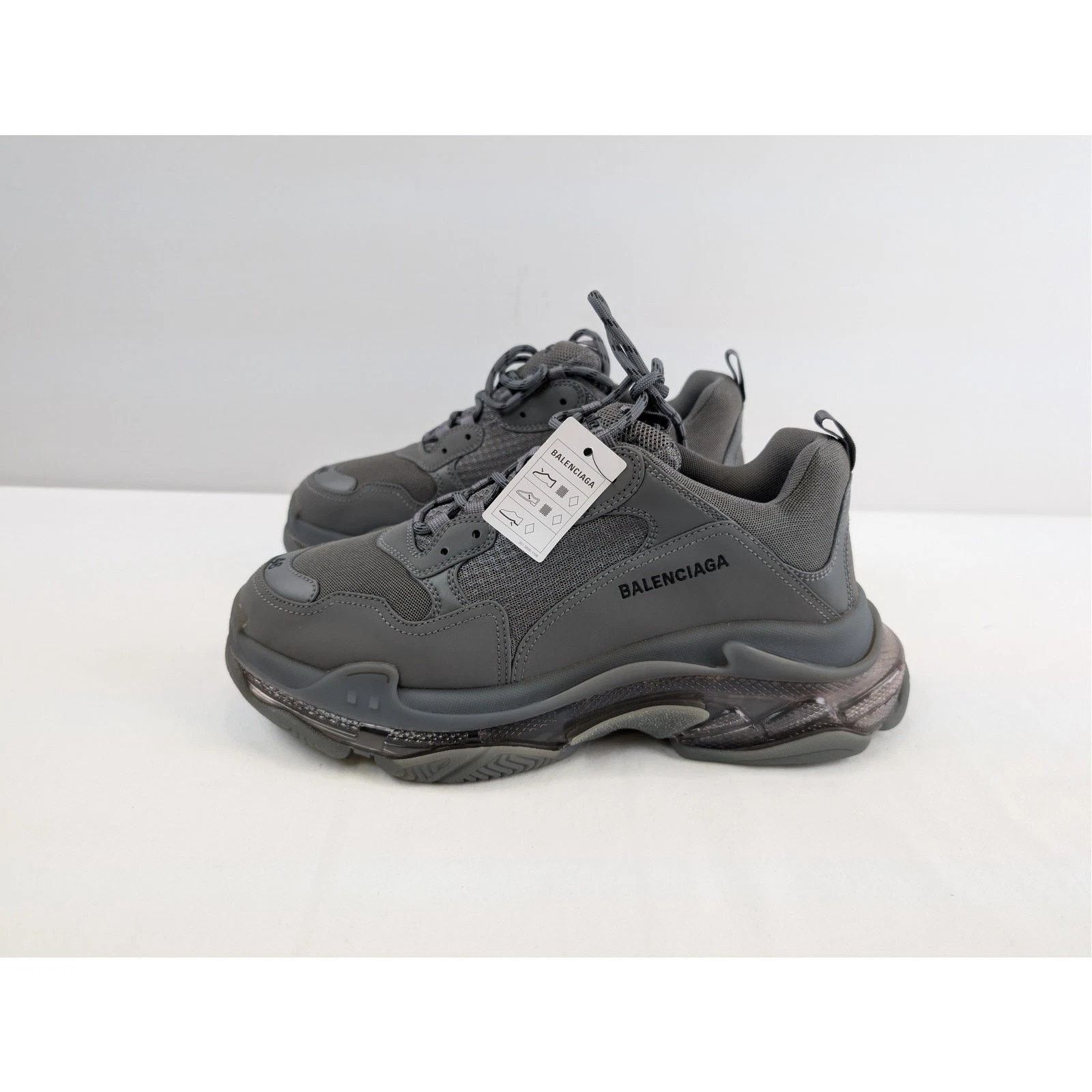 Balenciaga o1rshd1 Clear Sole Leather Free Triple S Sneakers Dark Grey Size US 12 / EU 45 - 12 Thumbnail