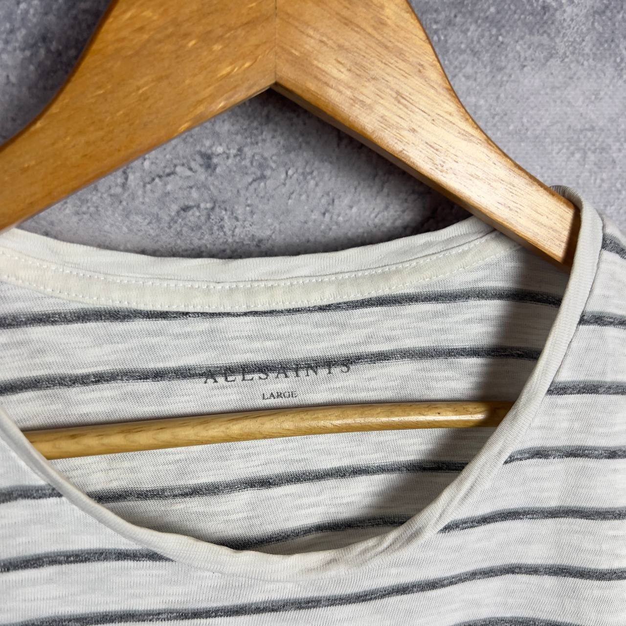 Allsaints Allsaints Tee Men's Size L Striped Cotton Short Sleeve` Size US L / EU 52-54 / 3 - 5 Thumbnail