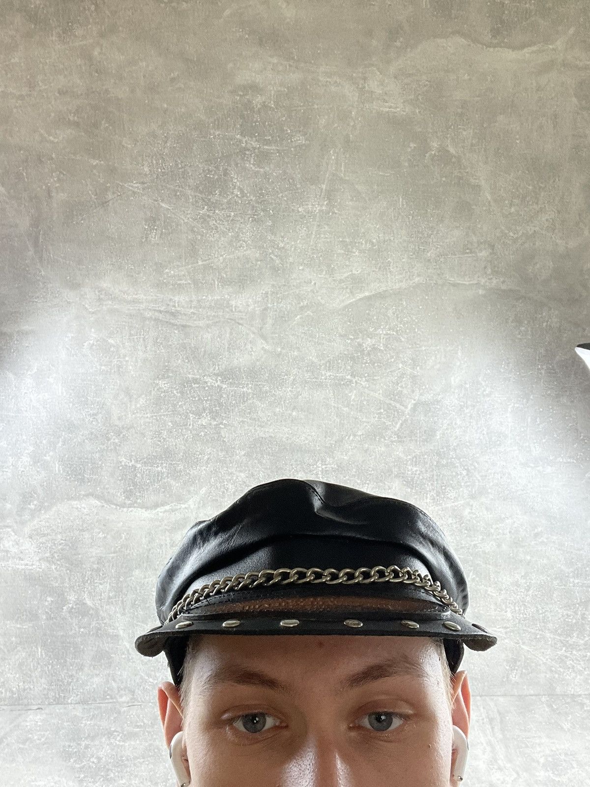Harley Davidson × Vintage Harley Davidson Punk 80s Leather Logo Chain Captains Cap Size ONE SIZE - 6 Thumbnail
