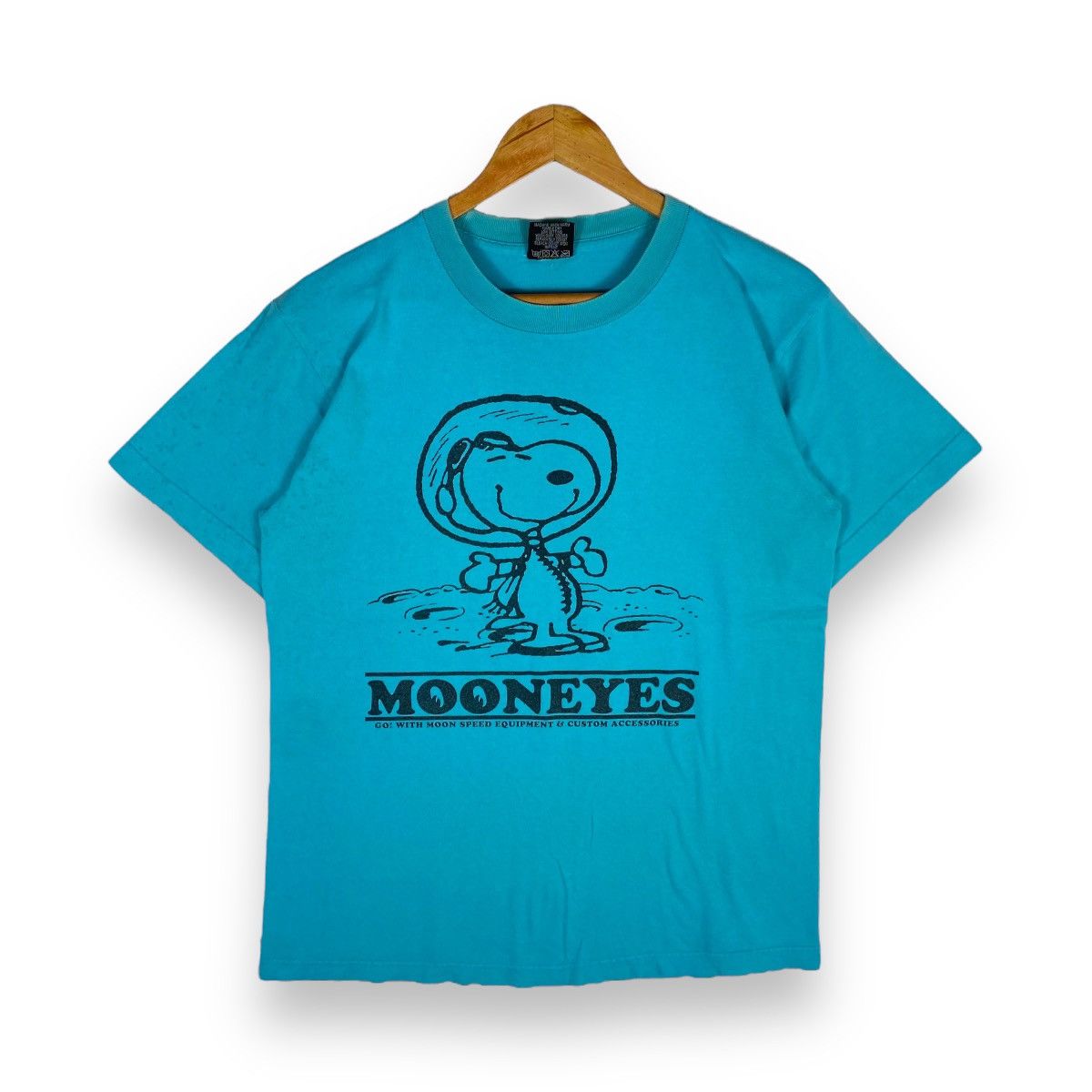 image of Mooneyes Peanuts Go! With Moon Tee in Green, Men's (Size Medium)