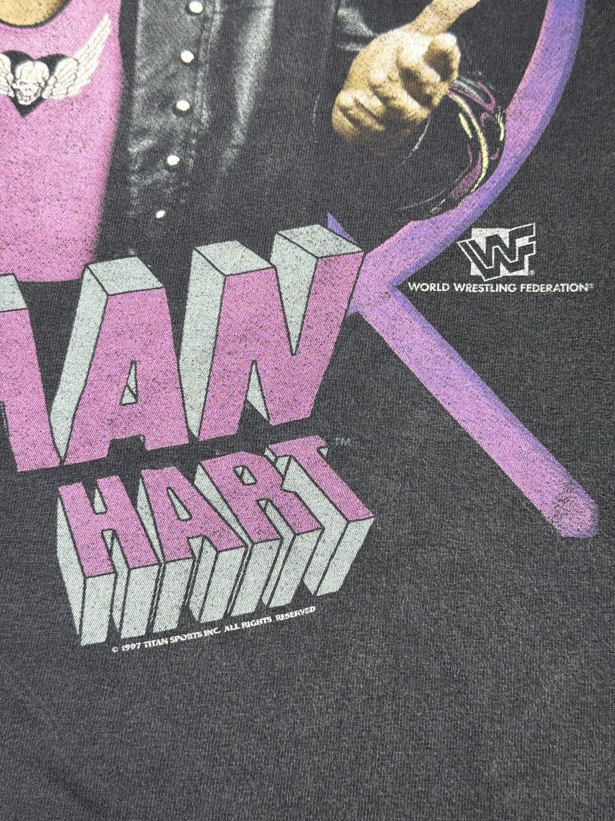 WWF Vintage 90s Brett Hart Hitman WWF RARE Wrestling XL T Shirt Size US XL / EU 56 / 4 - 3 Thumbnail