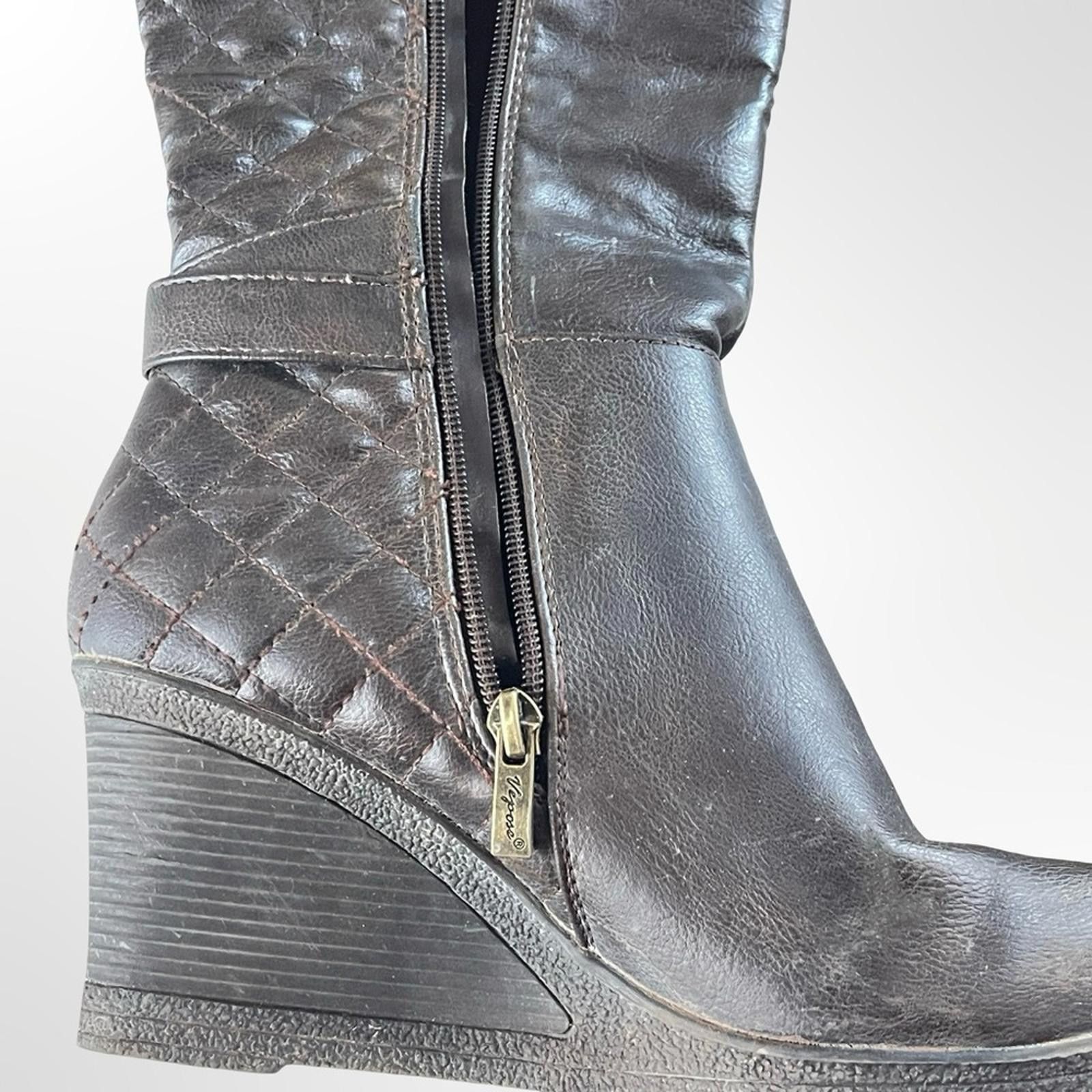 Other Vapose NY Brown Quilted Wedge Boots in size 8 Size US 8 / IT 38 - 6 Thumbnail
