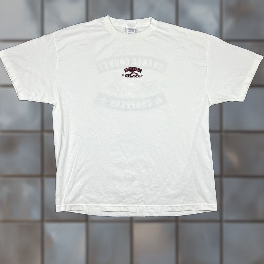 VINTAGE Orange County Choppers T-Shirt Mens 2XL Puff Print White Logo Motorcycle 90s Mens