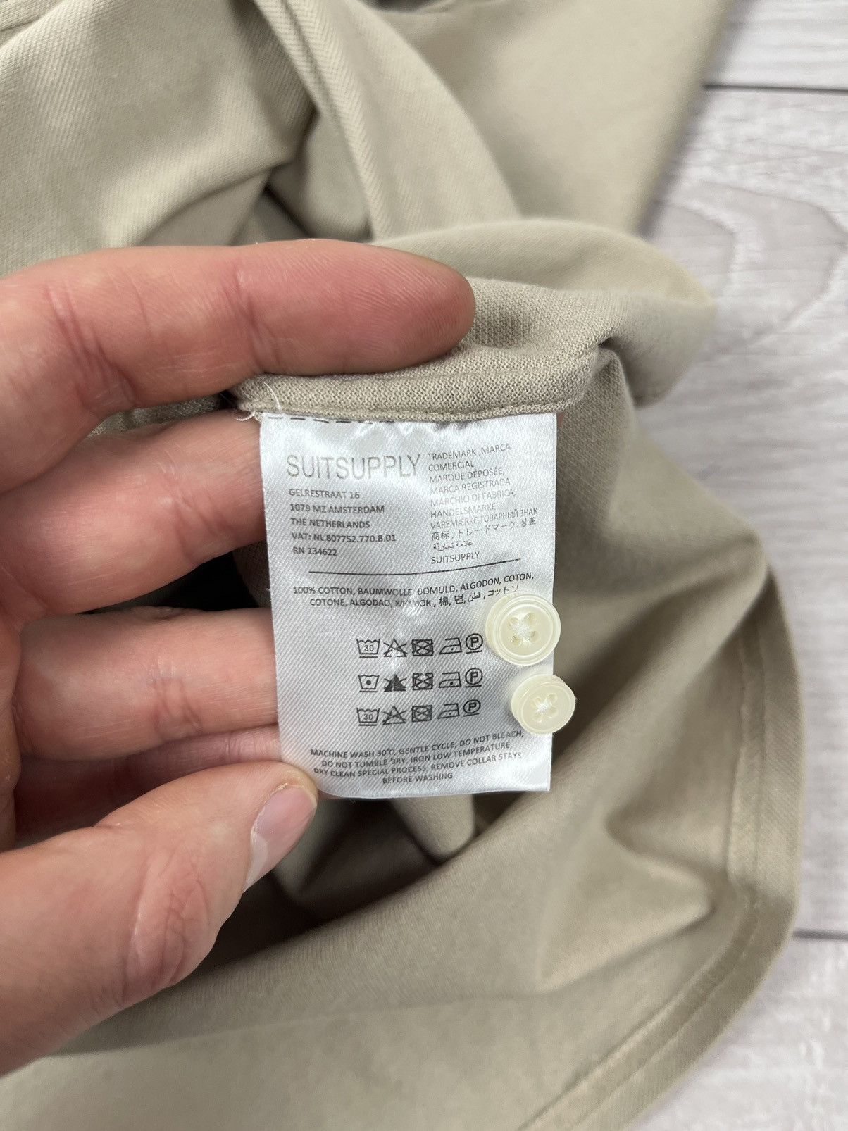 Suitsupply Suitsupply Beige Cotton 1/4 Button Shirt M Size US M / EU 48-50 / 2 - 9 Thumbnail