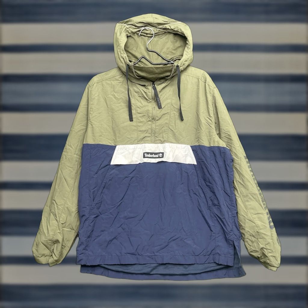 Timberland Timberland Windbreaker Mens Medium Jacket 1/4 Zip Hooded Outdoor Hiking | Timberland Weathergear | Blue | Regular Fit Mens Size US M / EU 48-50 / 2 - 1 Thumbnail