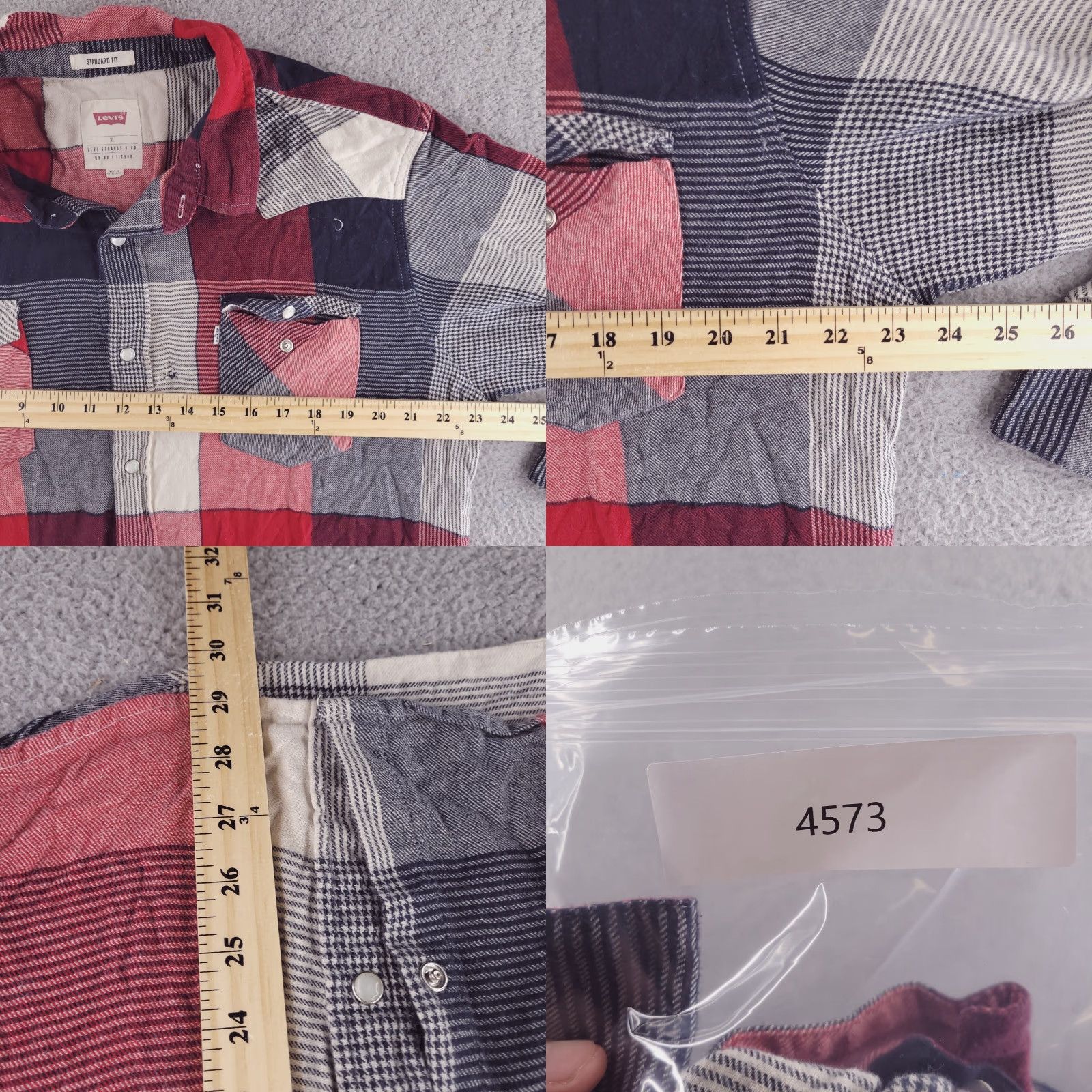 Levi's Levi's Shirt Mens XL Slim Plaid Western Red Long Sleeve Pearl Snap Button-Up Slim Fit Size US XL / EU 56 / 4 - 8 Thumbnail