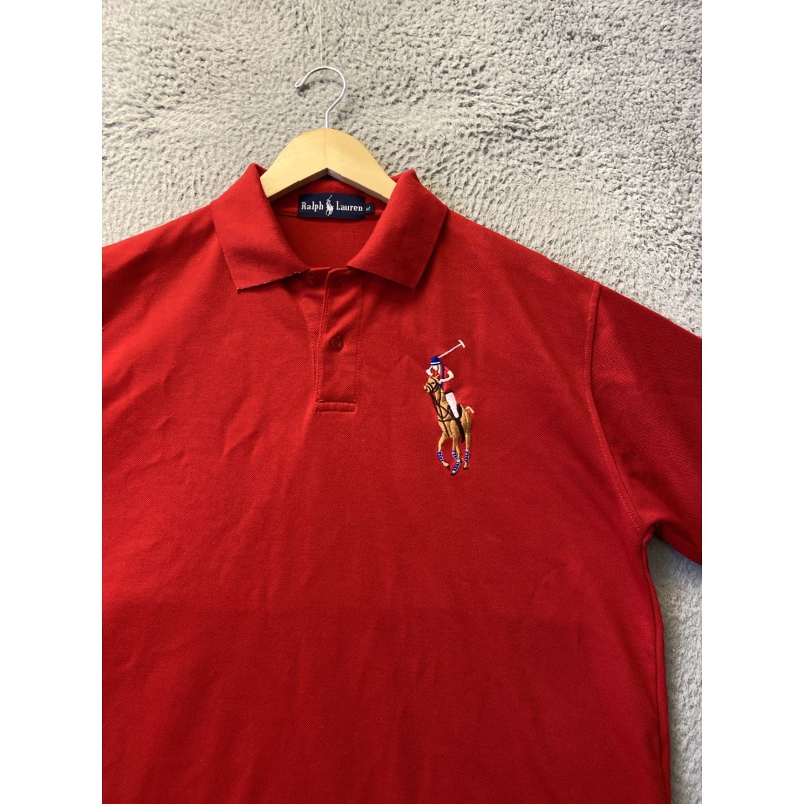 Ralph Lauren VINTAGE Ralph Lauren Polo Shirt XL Red Solid Short Sleeve Collared Casual Mens Size US XL / EU 56 / 4 - 2 Thumbnail