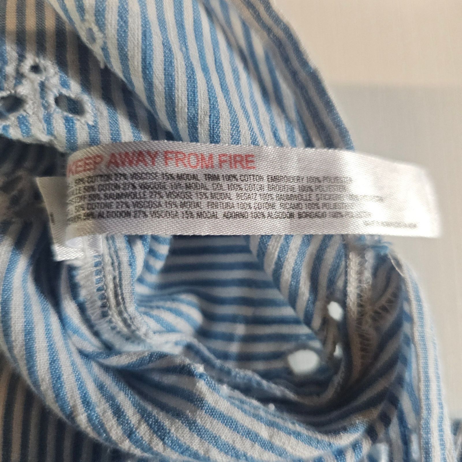 Anthropologie Anthropologie The Bijou Striped Eyelet Button Shirt Blue XS Size XS / US 0-2 / IT 36-38 - 6 Thumbnail