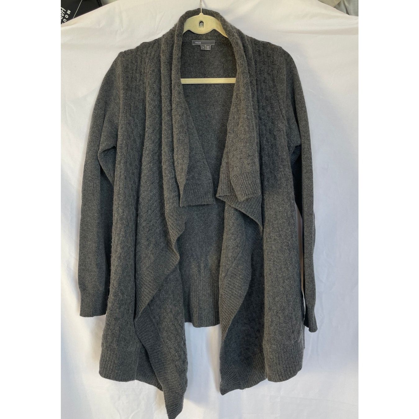 Vince Vince Gray Cashmere Blend Drape Front Cardigan Sweater Large Size L / US 10 / IT 46 - 1 Thumbnail