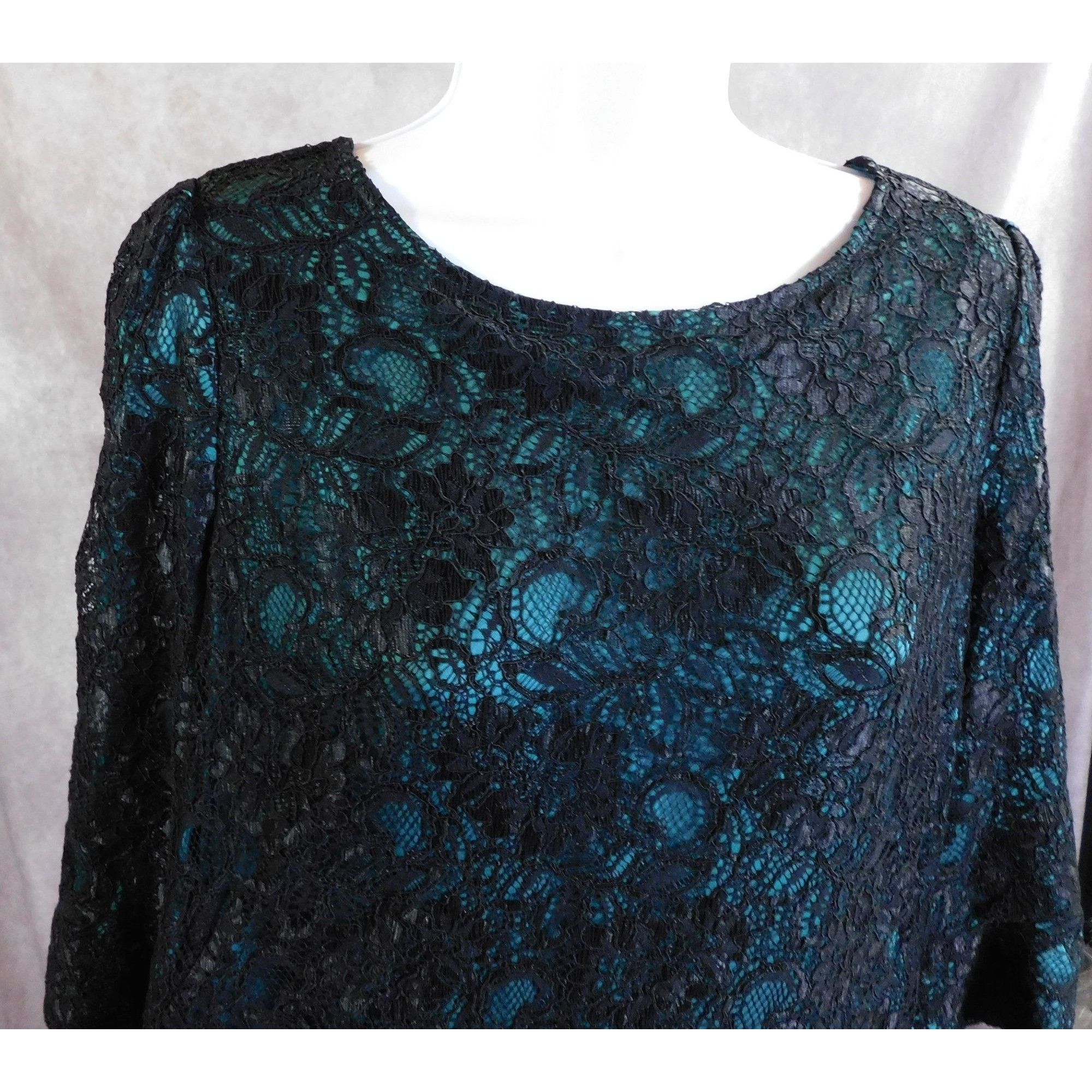 Other Tegan Black And Green Gothic Lace Dress NWT Size L / US 10 / IT 46 - 7 Thumbnail