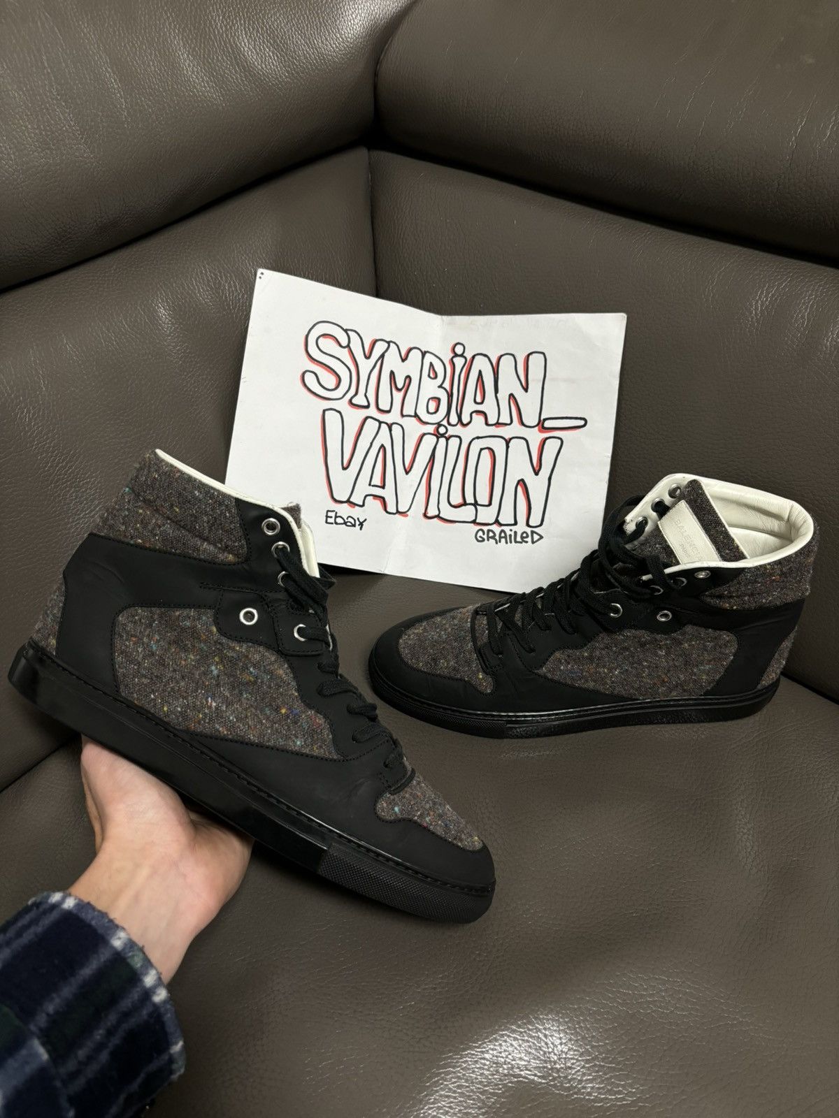 Balenciaga Paris Tweed Mix Fabric Italy Lace-Up Sneakers Trainers Arena Size US 7.5 / EU 40-41 - 4 Thumbnail